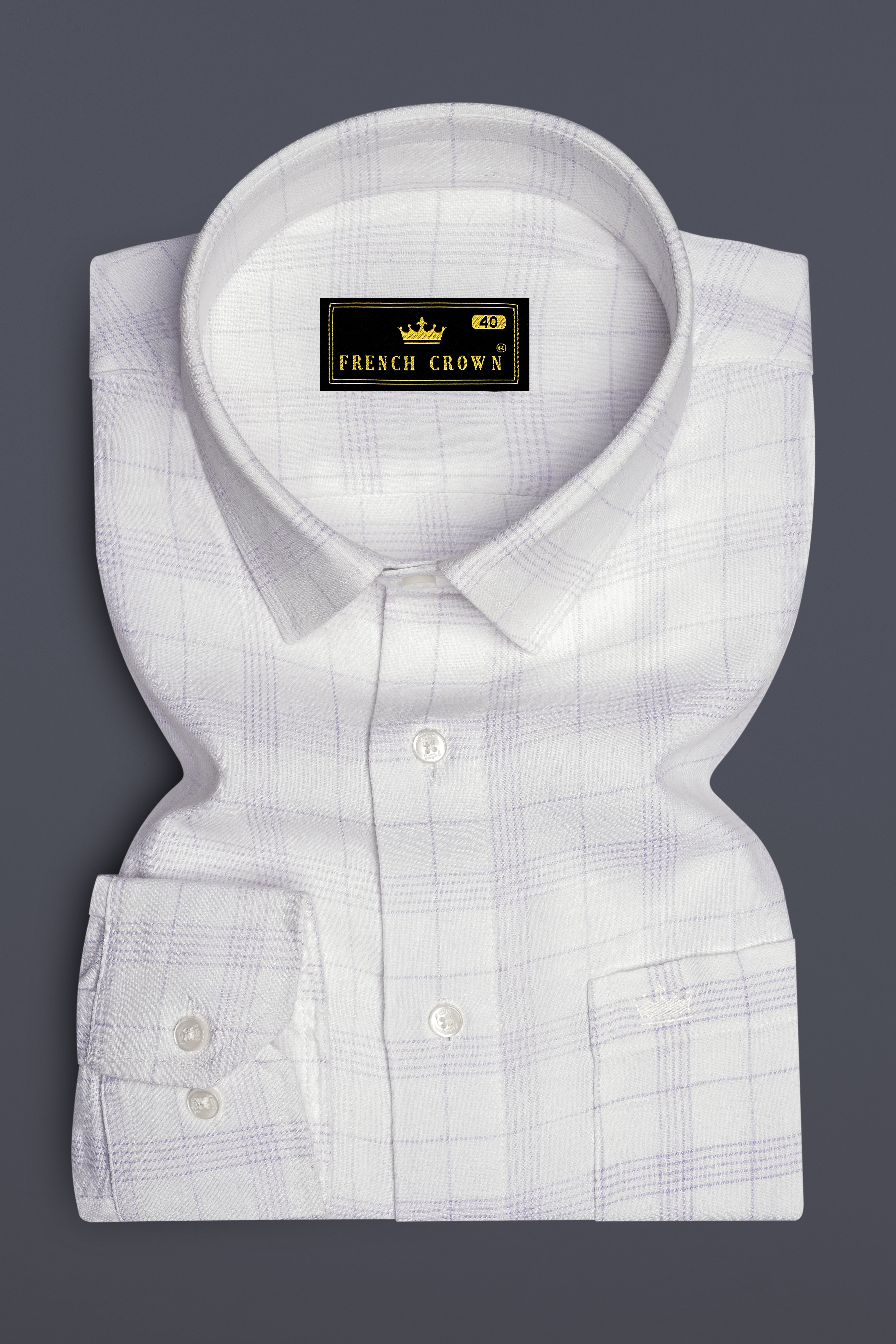 Off White Twill Subtle Checkered Premium Cotton Shirt