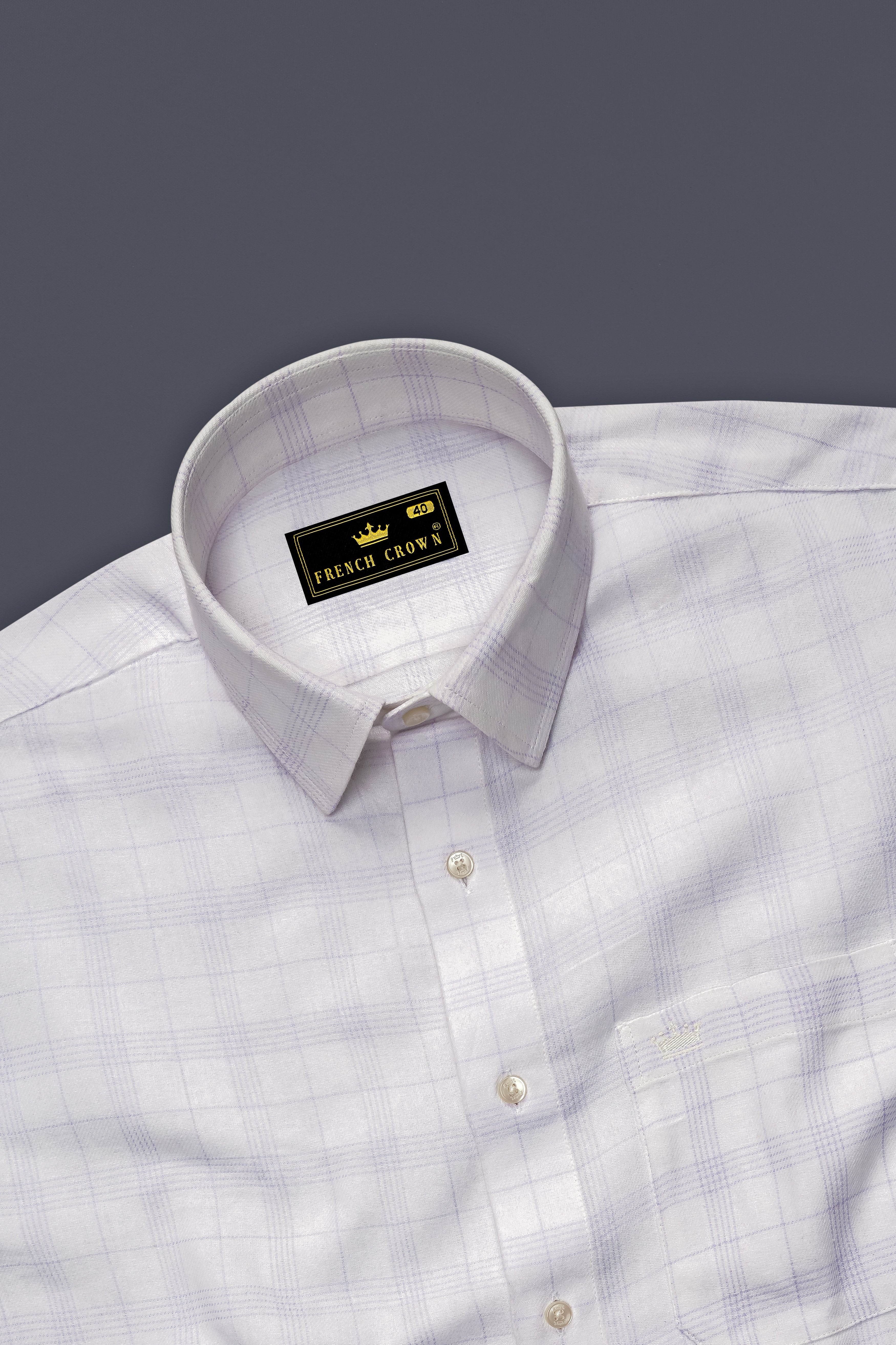 Off White Twill Subtle Checkered Premium Cotton Shirt