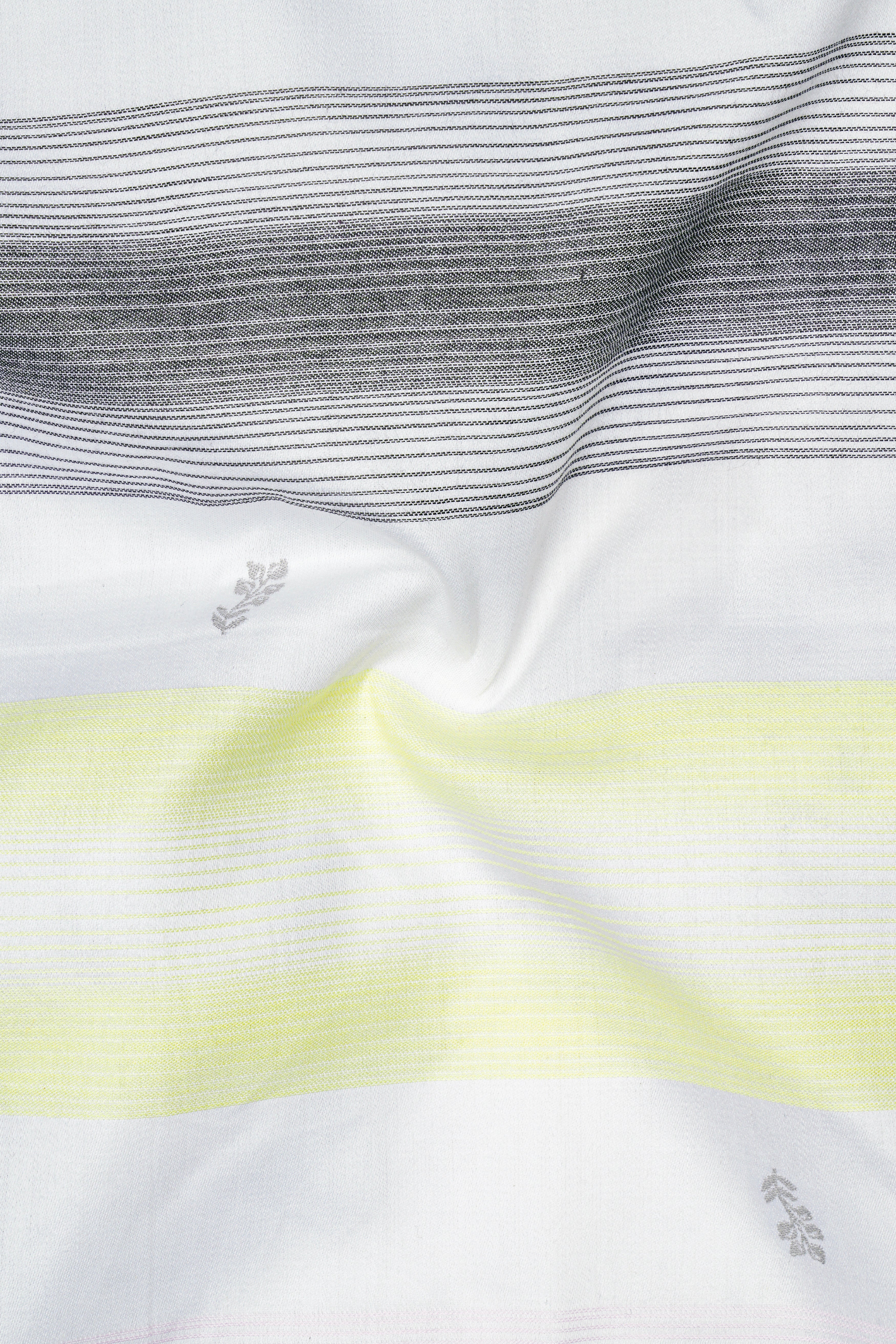 Bright White and Tundora Black with Platinum Pink Jacquard Textured Premium Giza Cotton Shirt