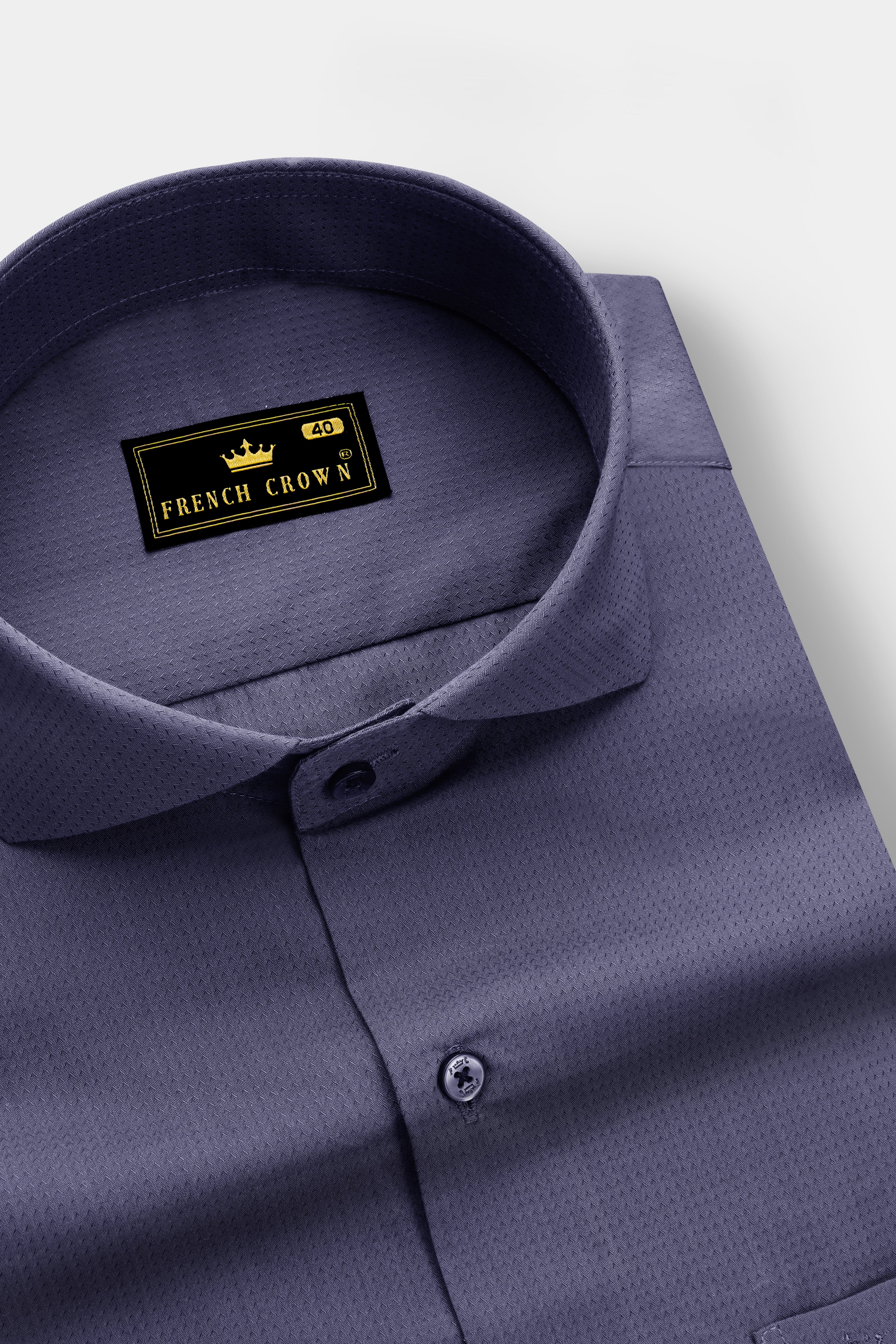 Mulled Wine Gray Dobby Textured Premium Giza Cotton Shirt