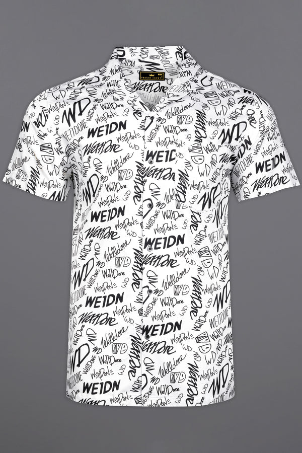 Bright White and Black Doodle Printed Super Soft Shirt