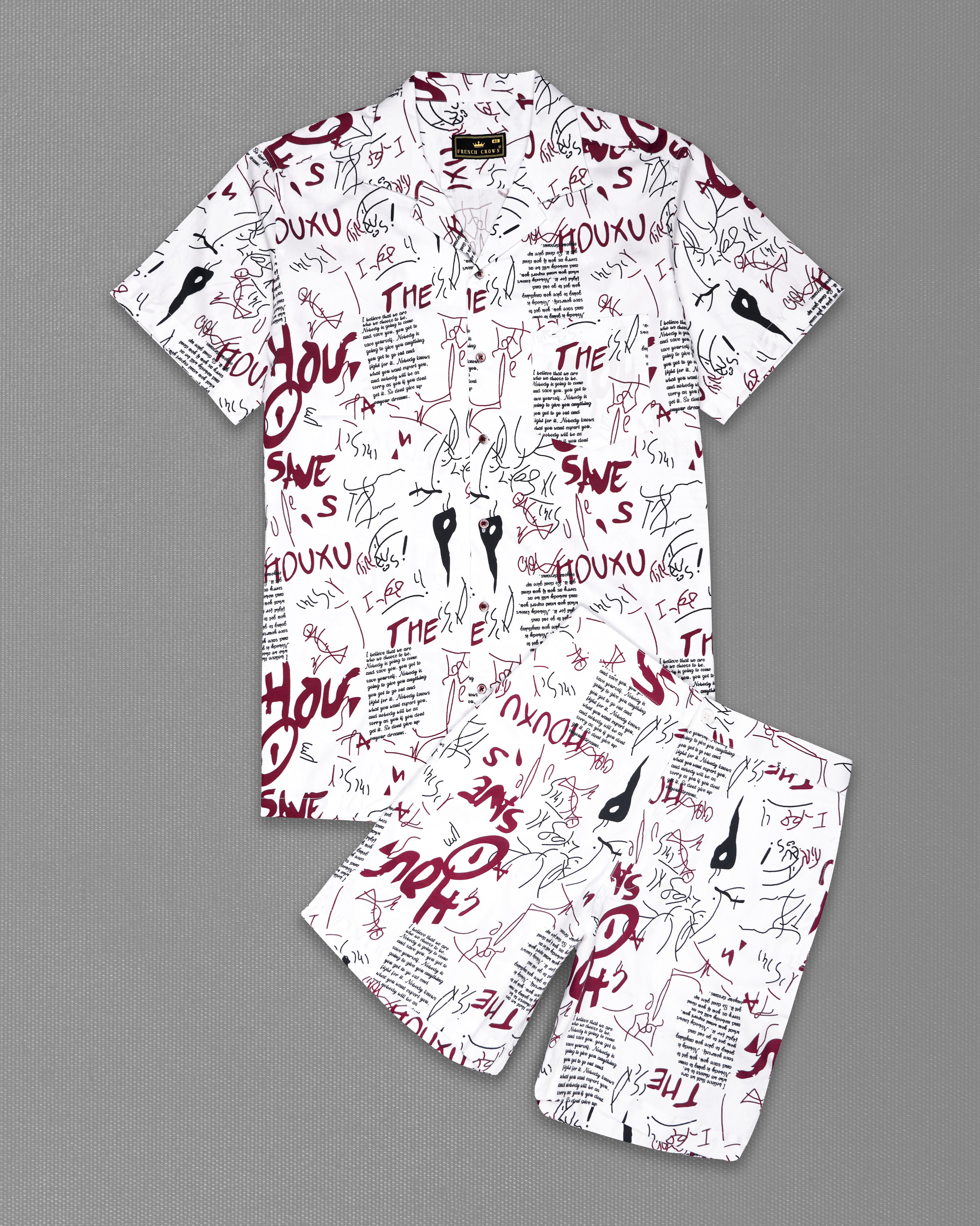 Bright White with Wine Doodle Printed Super Soft Premium Cotton Co-ord Sets 9956-CC-SS-MN-SR264-P584-38, 9956-CC-SS-MN-SR264-P584-39, 9956-CC-SS-MN-SR264-P584-40, 9956-CC-SS-MN-SR264-P584-42, 9956-CC-SS-MN-SR264-P584-44, 9956-CC-SS-MN-SR264-P584-46, 9956-CC-SS-MN-SR264-P584-48, 9956-CC-SS-MN-SR264-P584-50, 9956-CC-SS-MN-SR264-P584-52