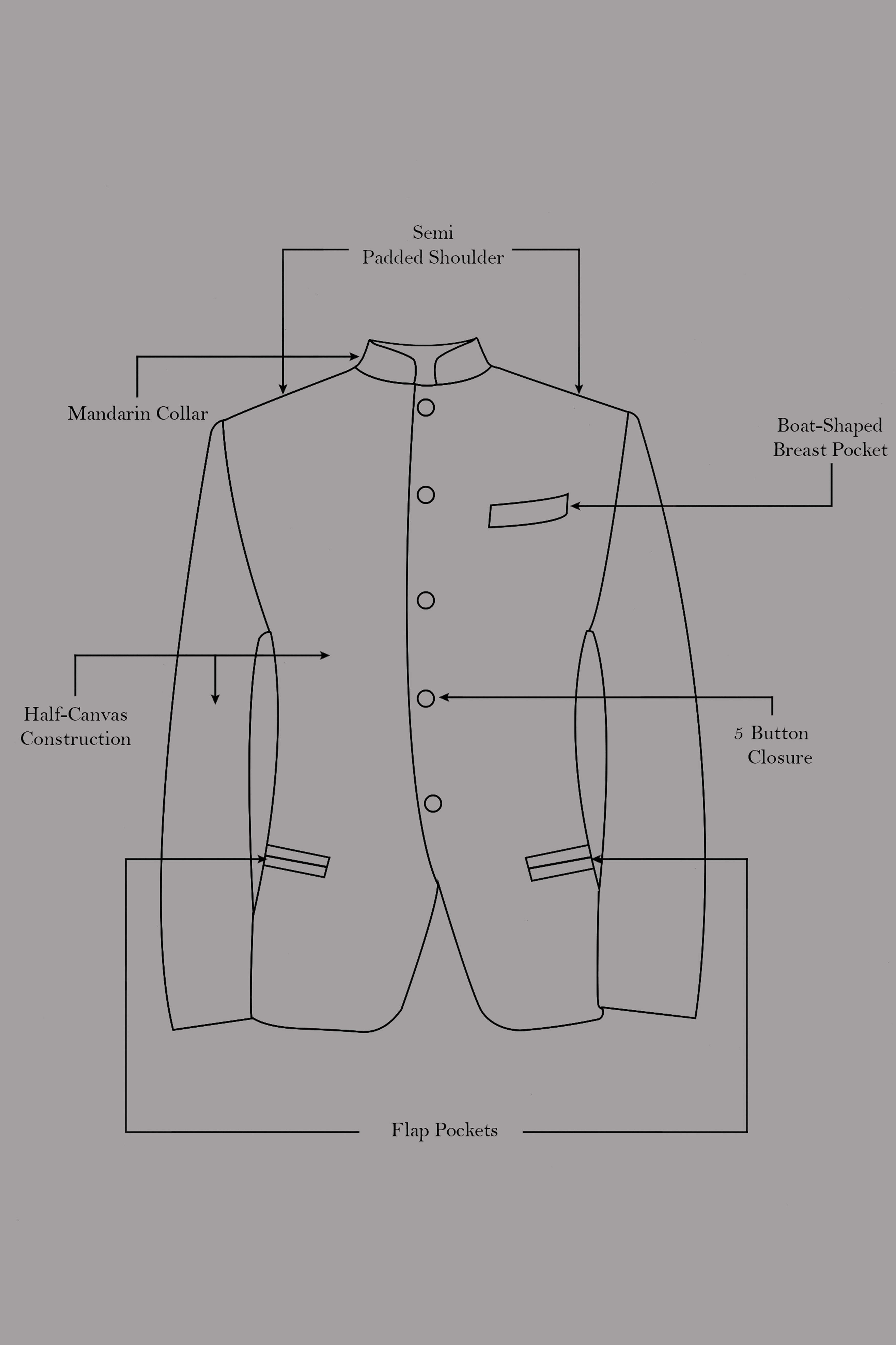 SepiaElite-Tamarind Brown Solid Wool Rich Bandhgala Stretchable traveler Suit