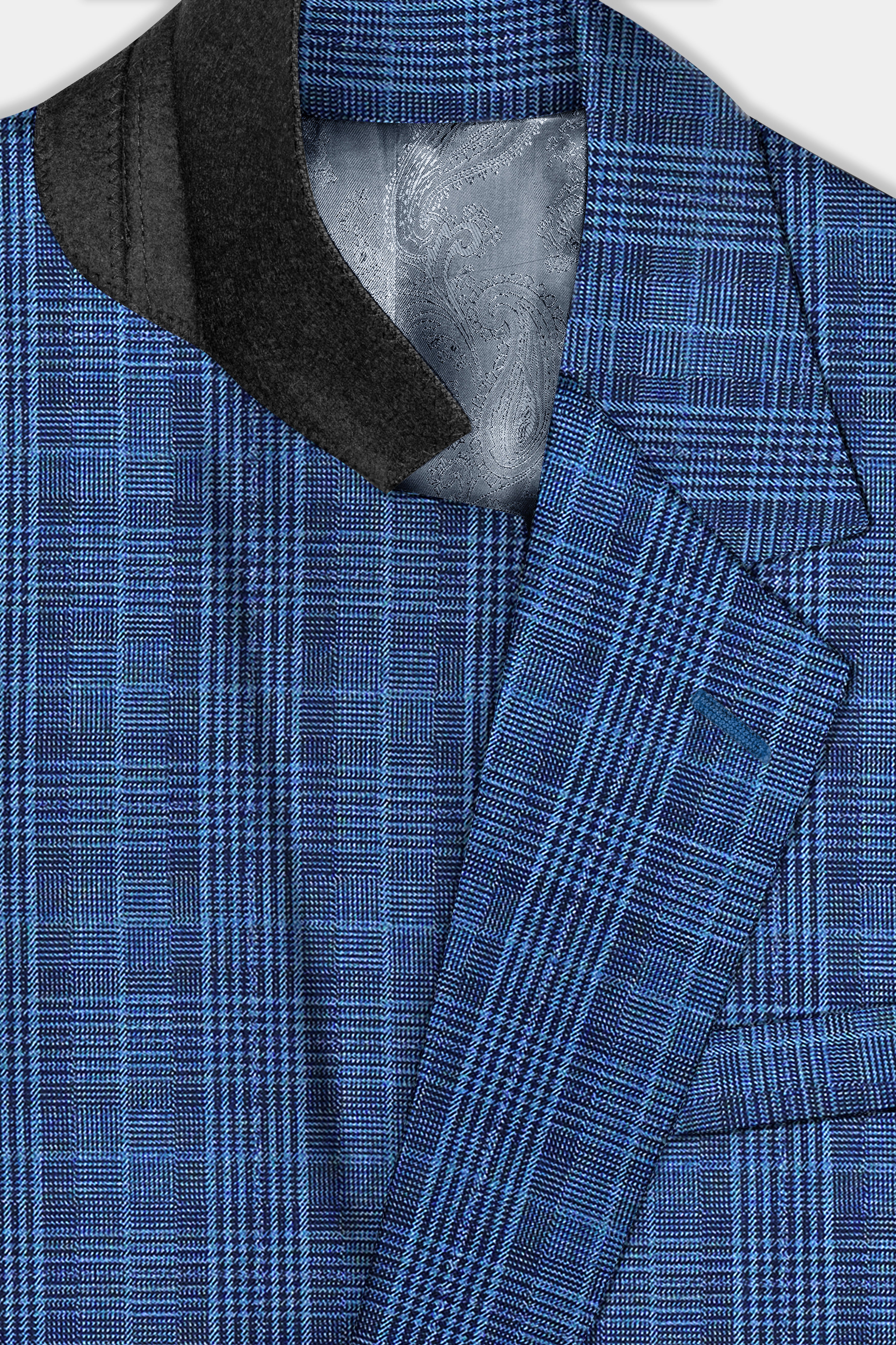Mid Blue Plaid Blazer