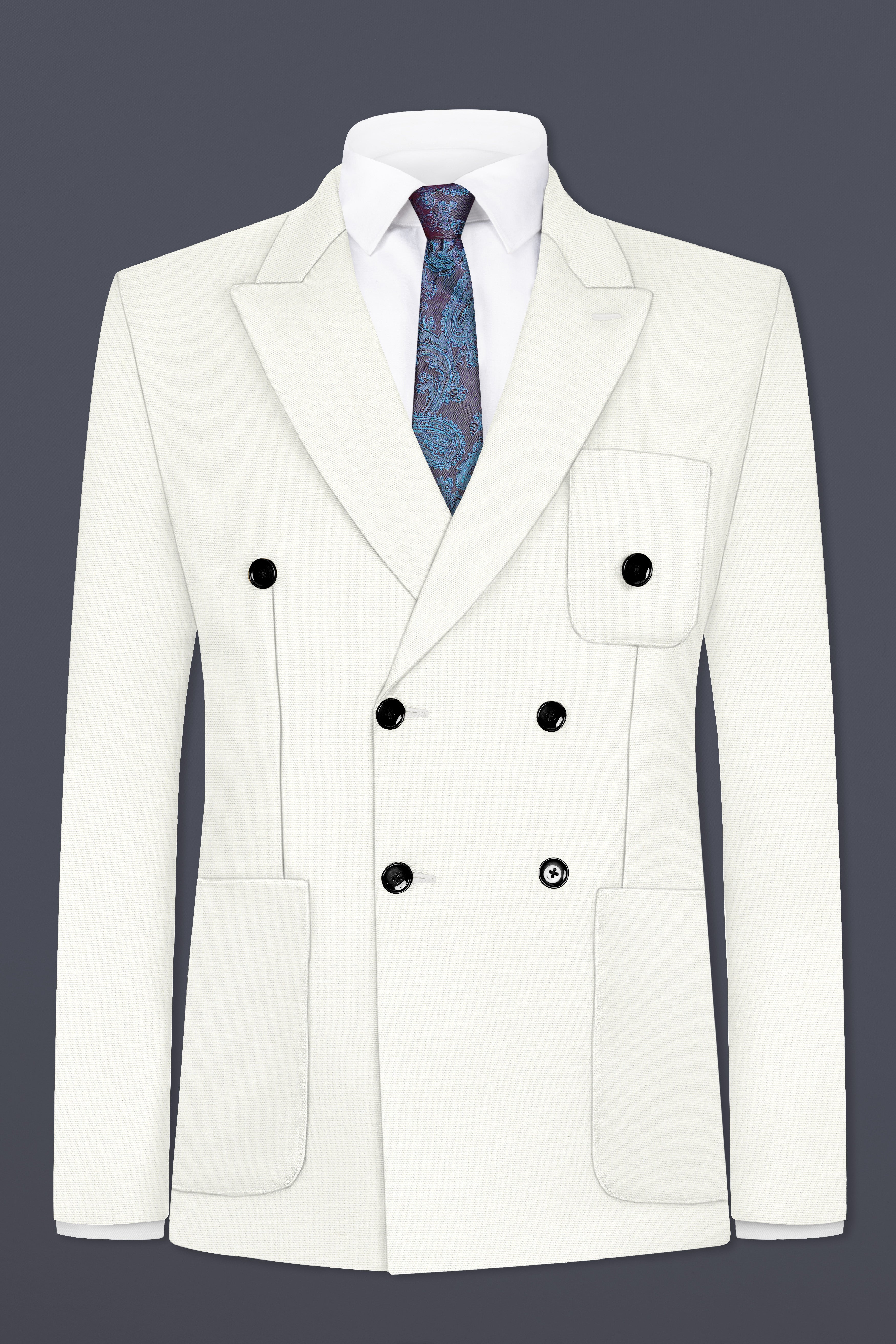 Timberwolf Cream Premium Cotton Double Breasted Sports Blazer