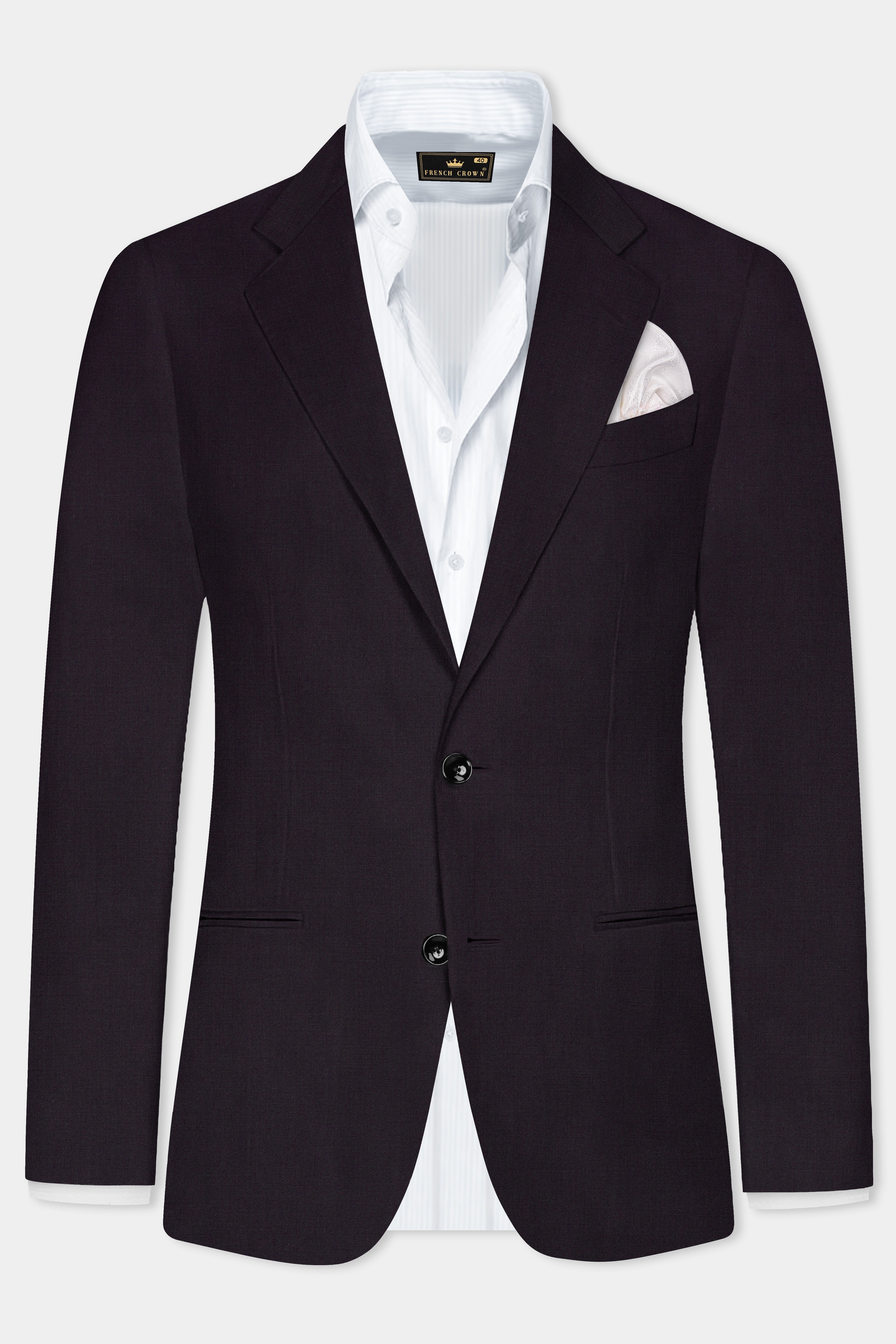 Bluish Wool Rich Single-breasted Blazer