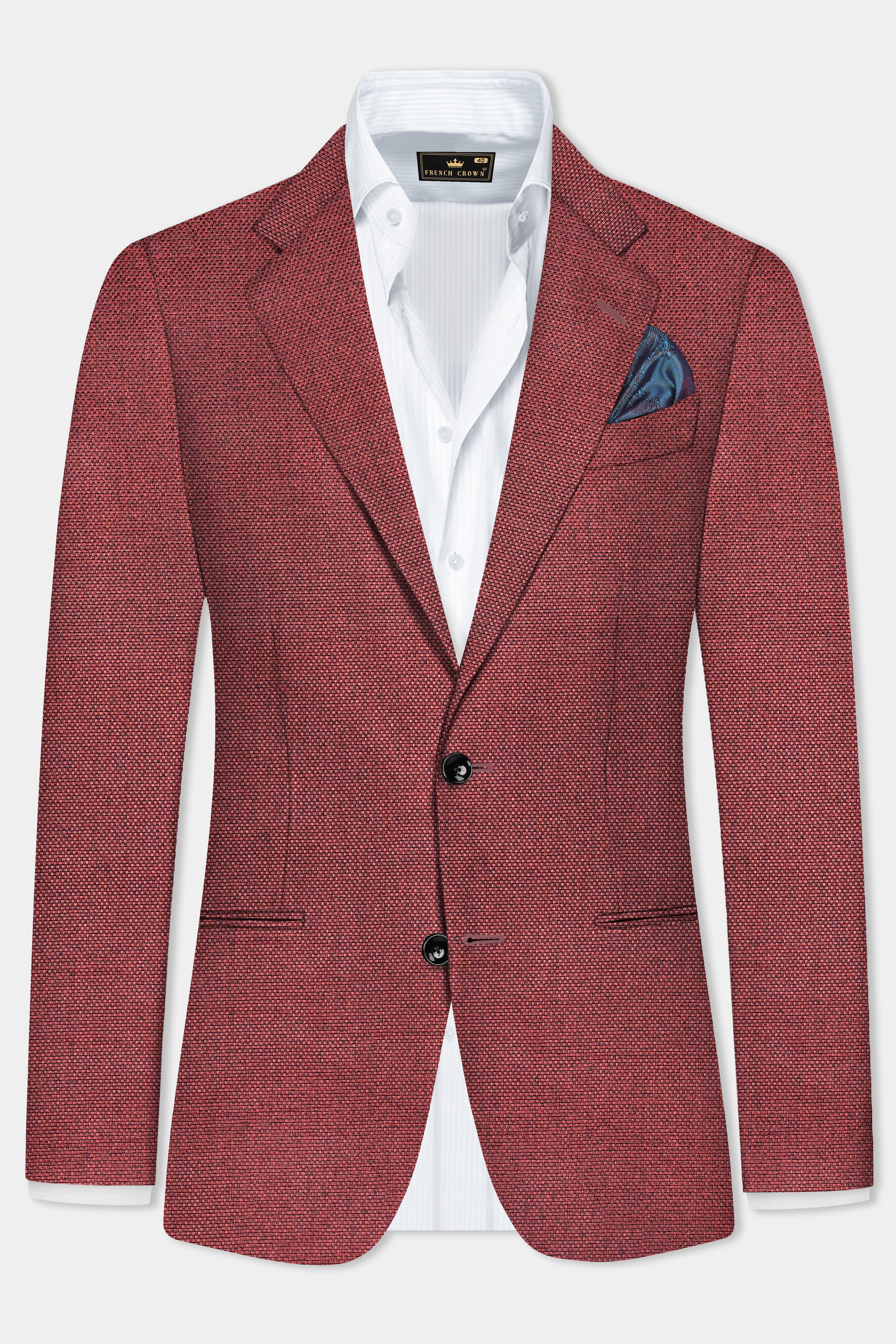 Merlot Red Single Breasted Designer Blazer