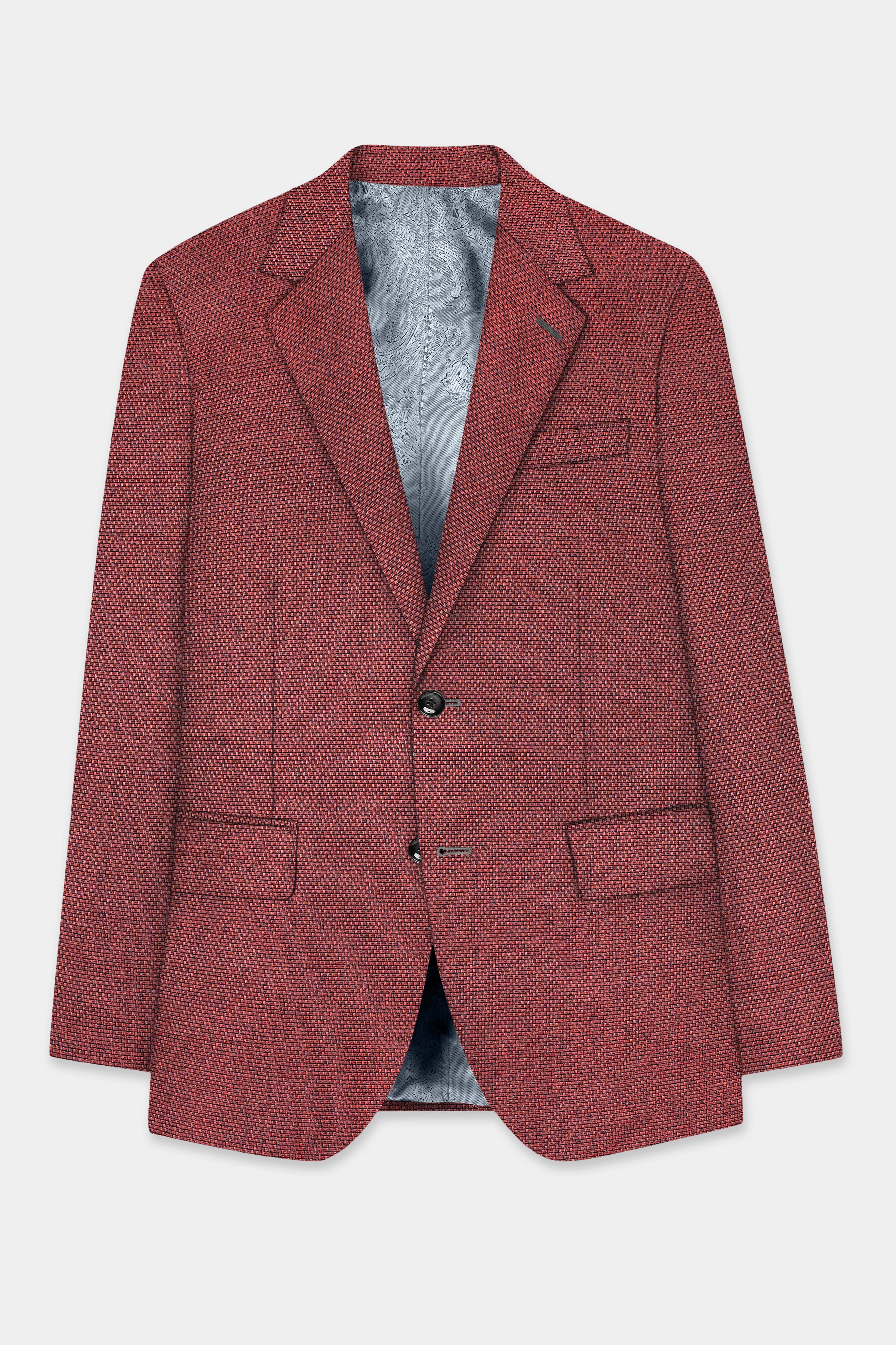 Merlot Red Single Breasted Designer Blazer