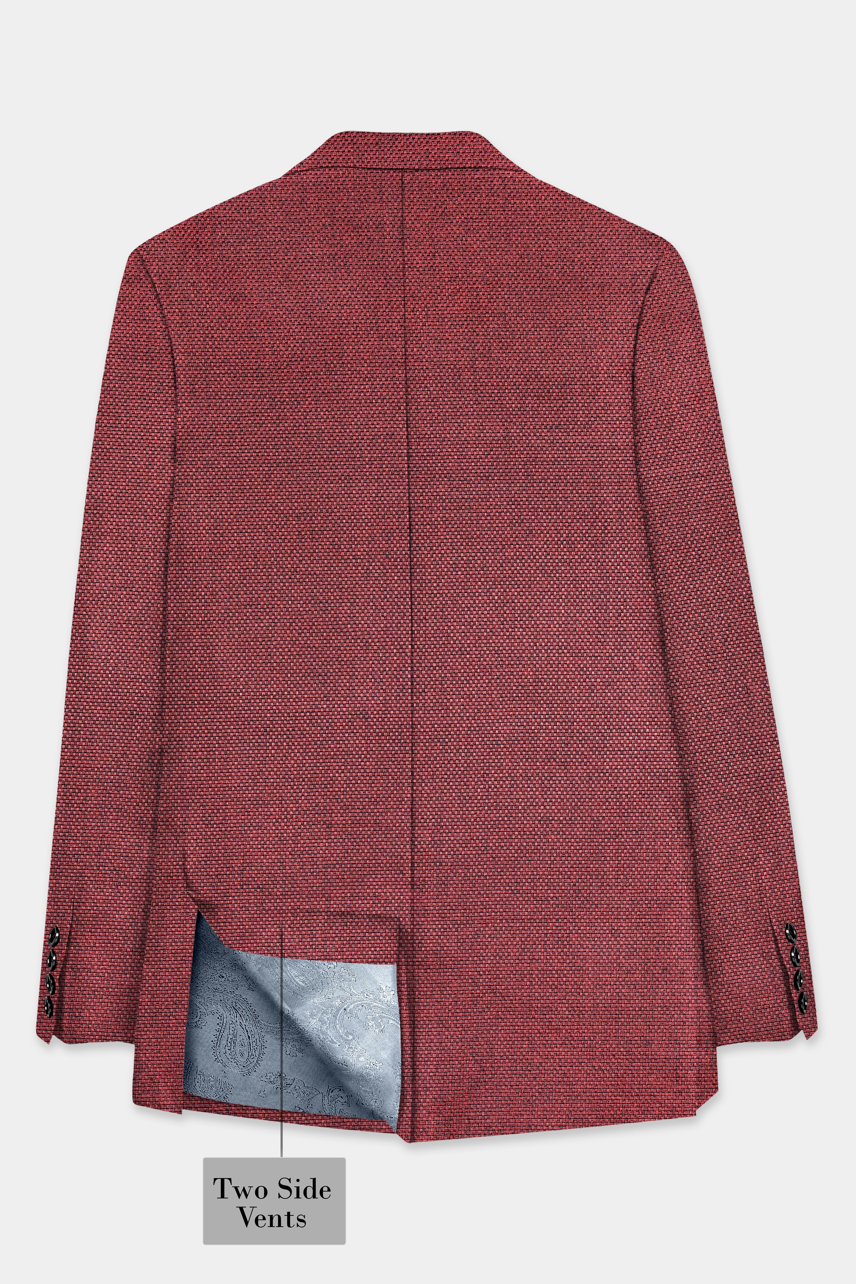 Merlot Red Single Breasted Designer Blazer