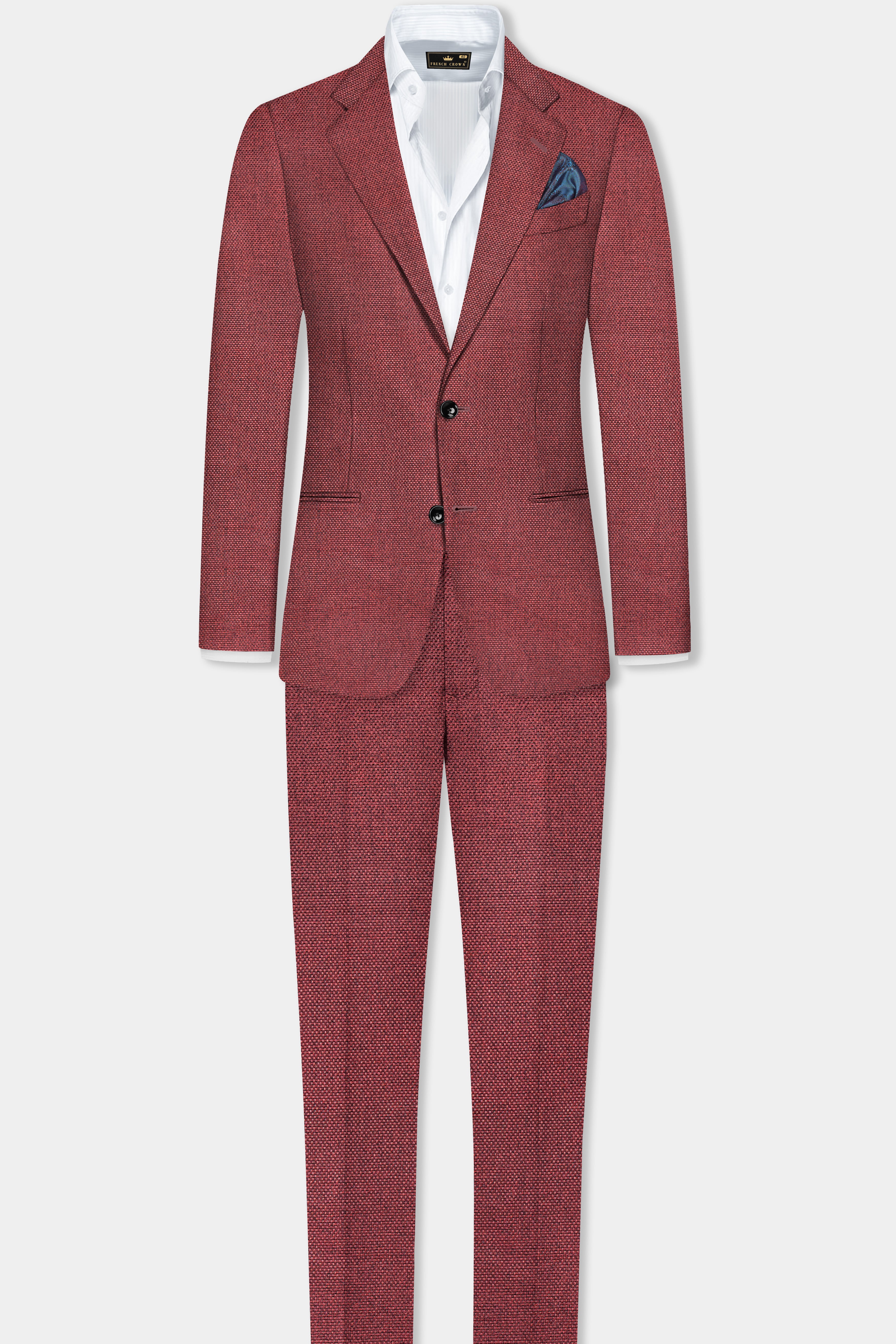 Merlot Red Single Breasted Designer Blazer