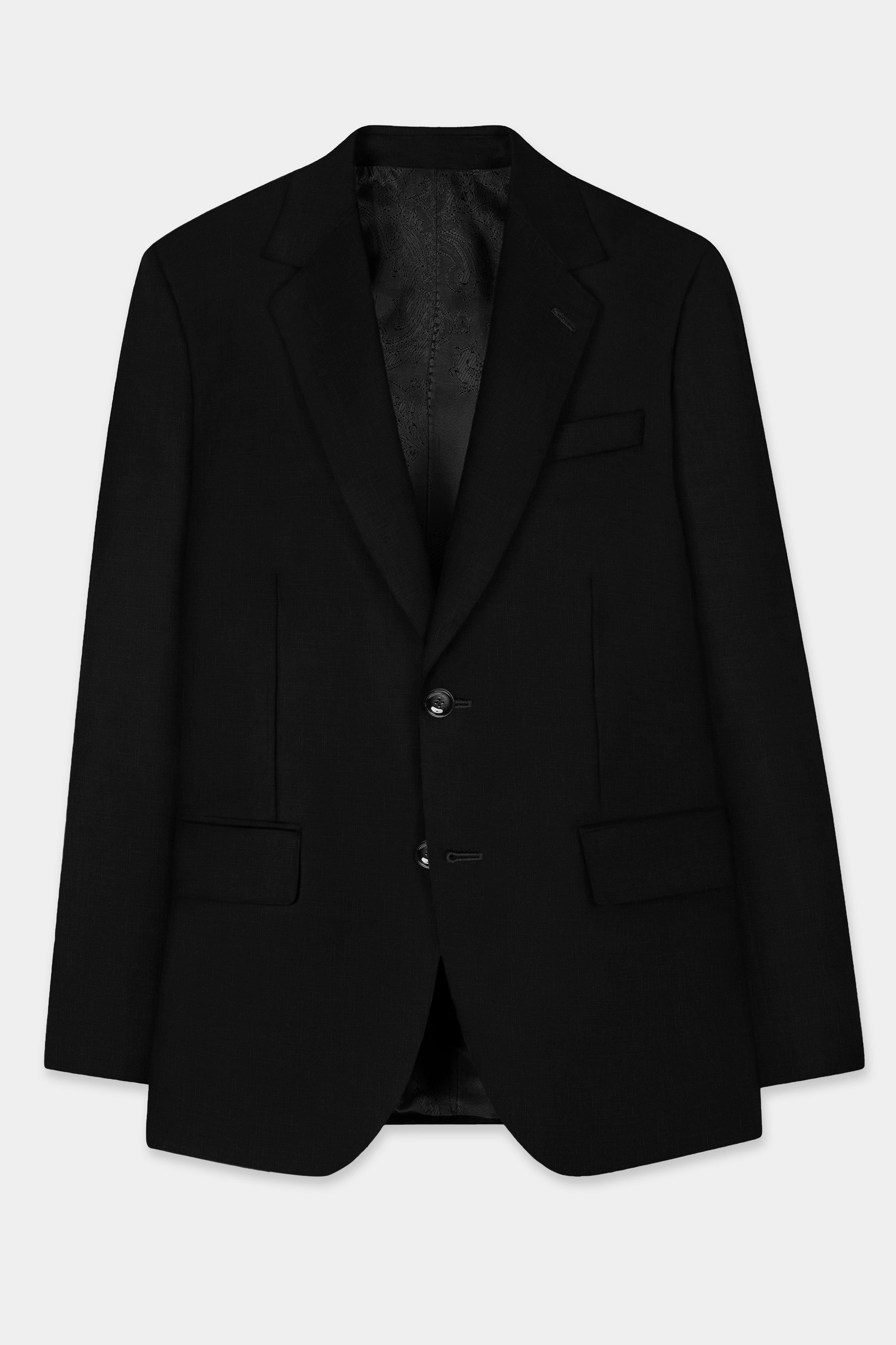 Jade Black Solid Tweed Blazer