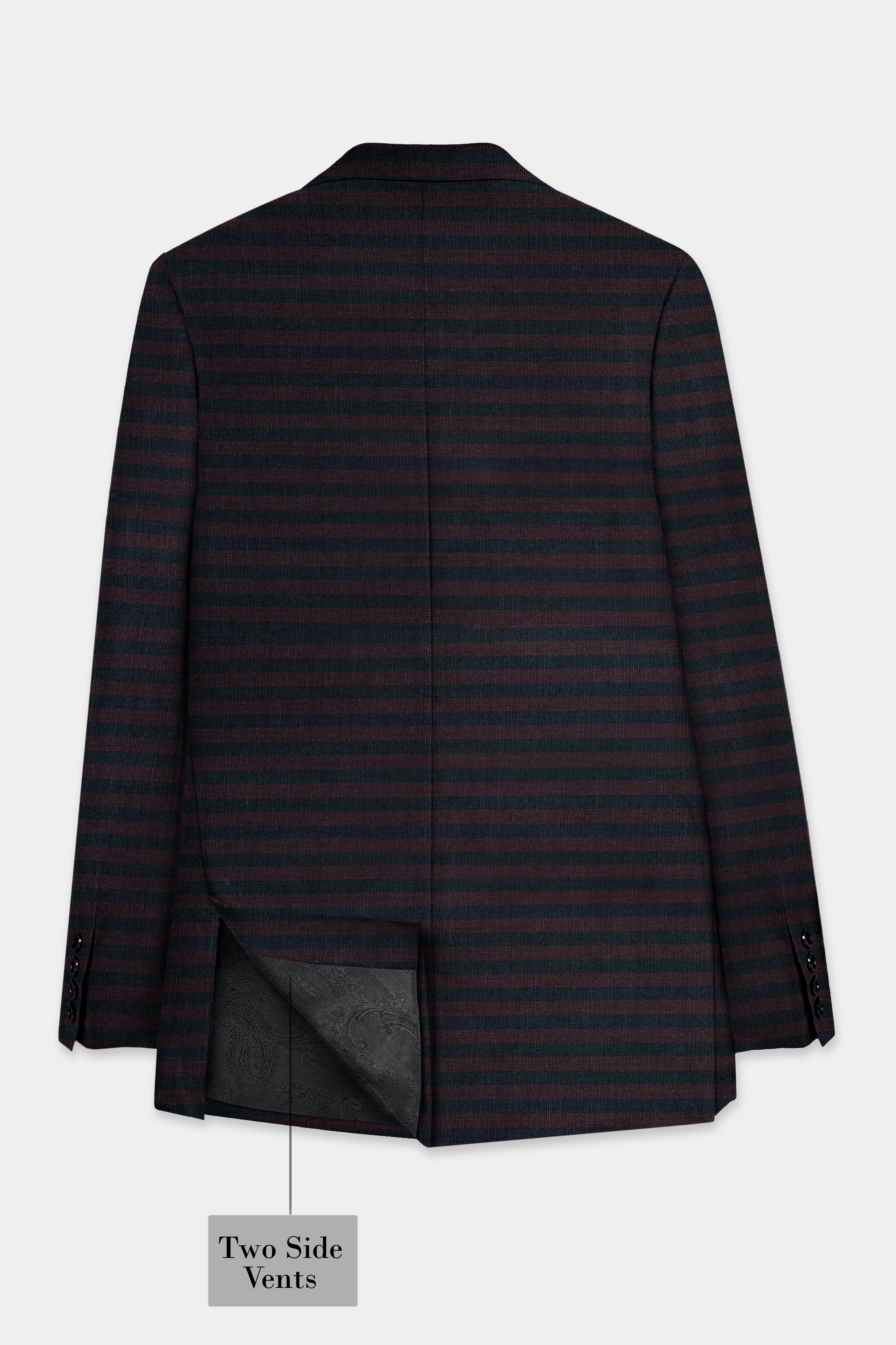 Jade Black with Shark Brown Striped Wool Blend Blazer