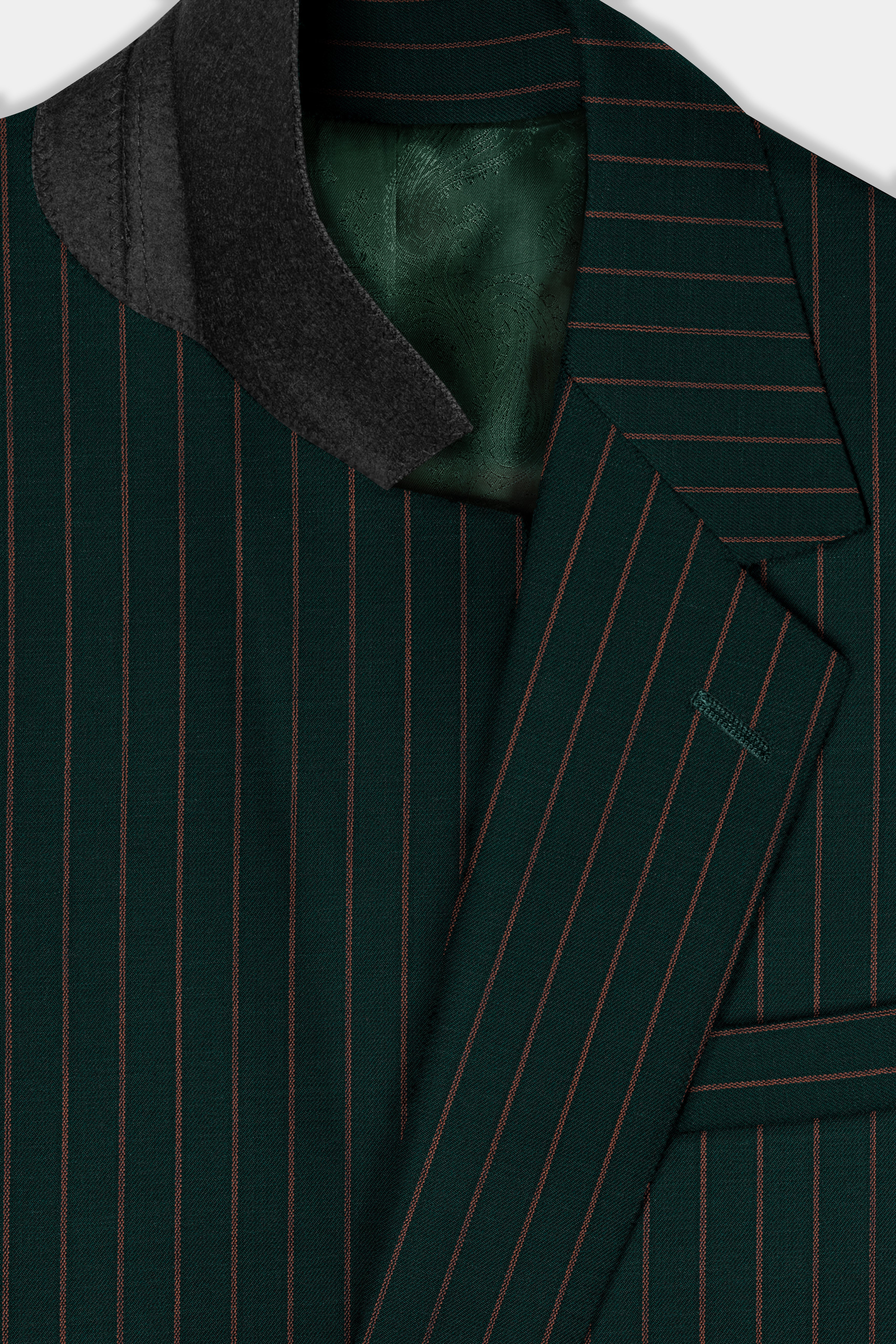 Swamp Green Striped Wool Blend Blazer