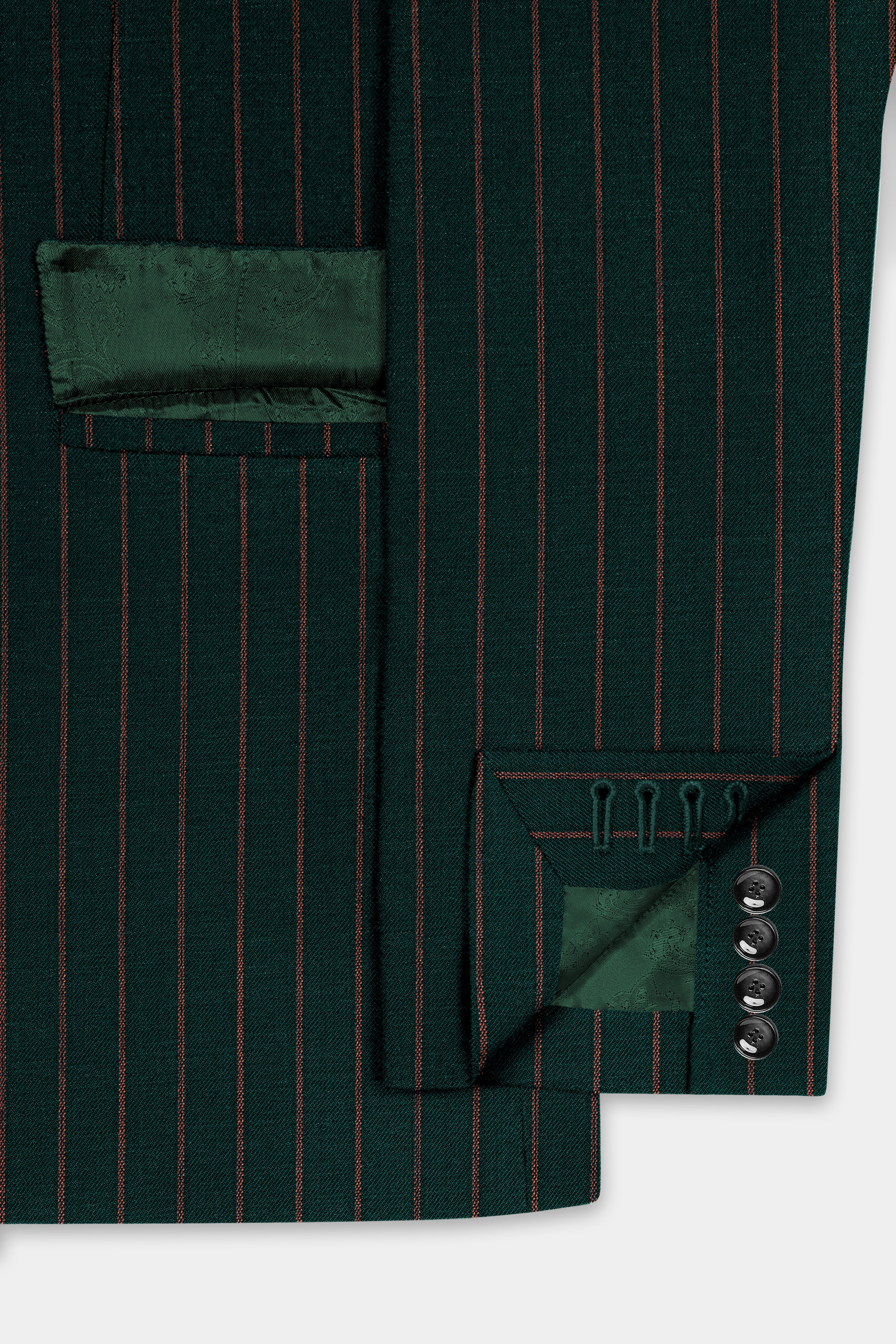 Swamp Green Striped Wool Blend Blazer