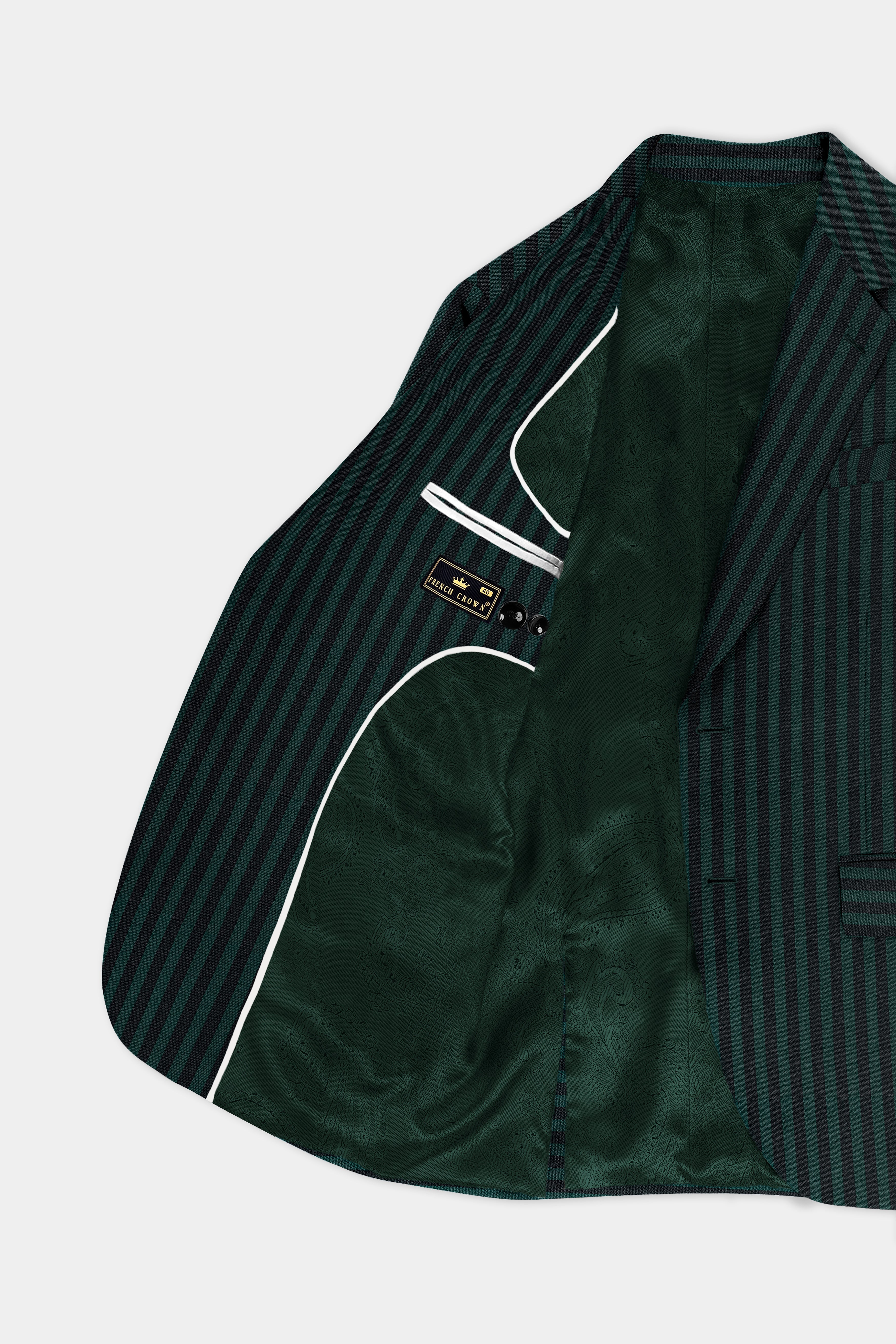 Celtic Green with Black Striped Wool Blend Blazer