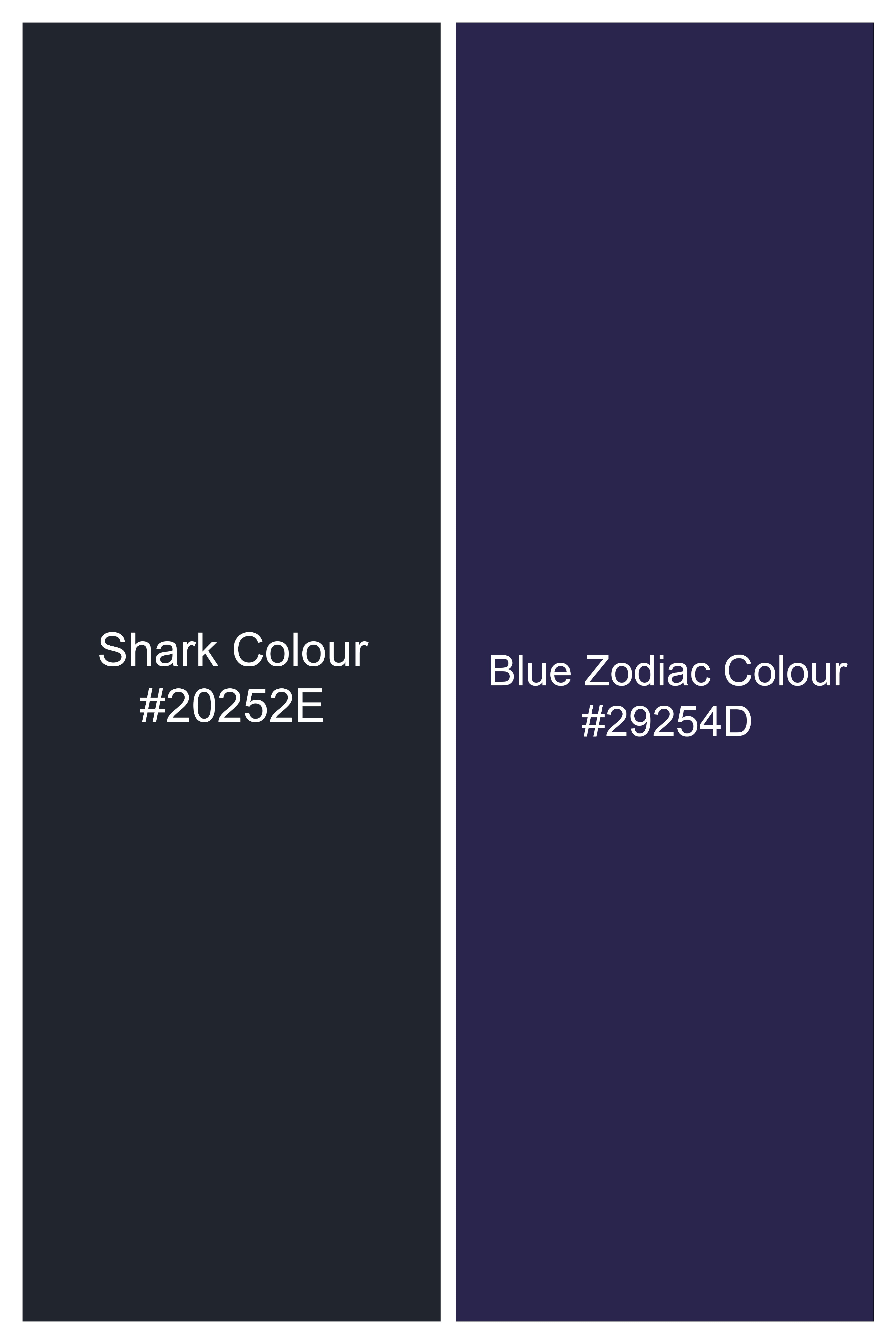 Shark Black with Blue Zodiac Striped Wool Blend Tuxedo Blazer