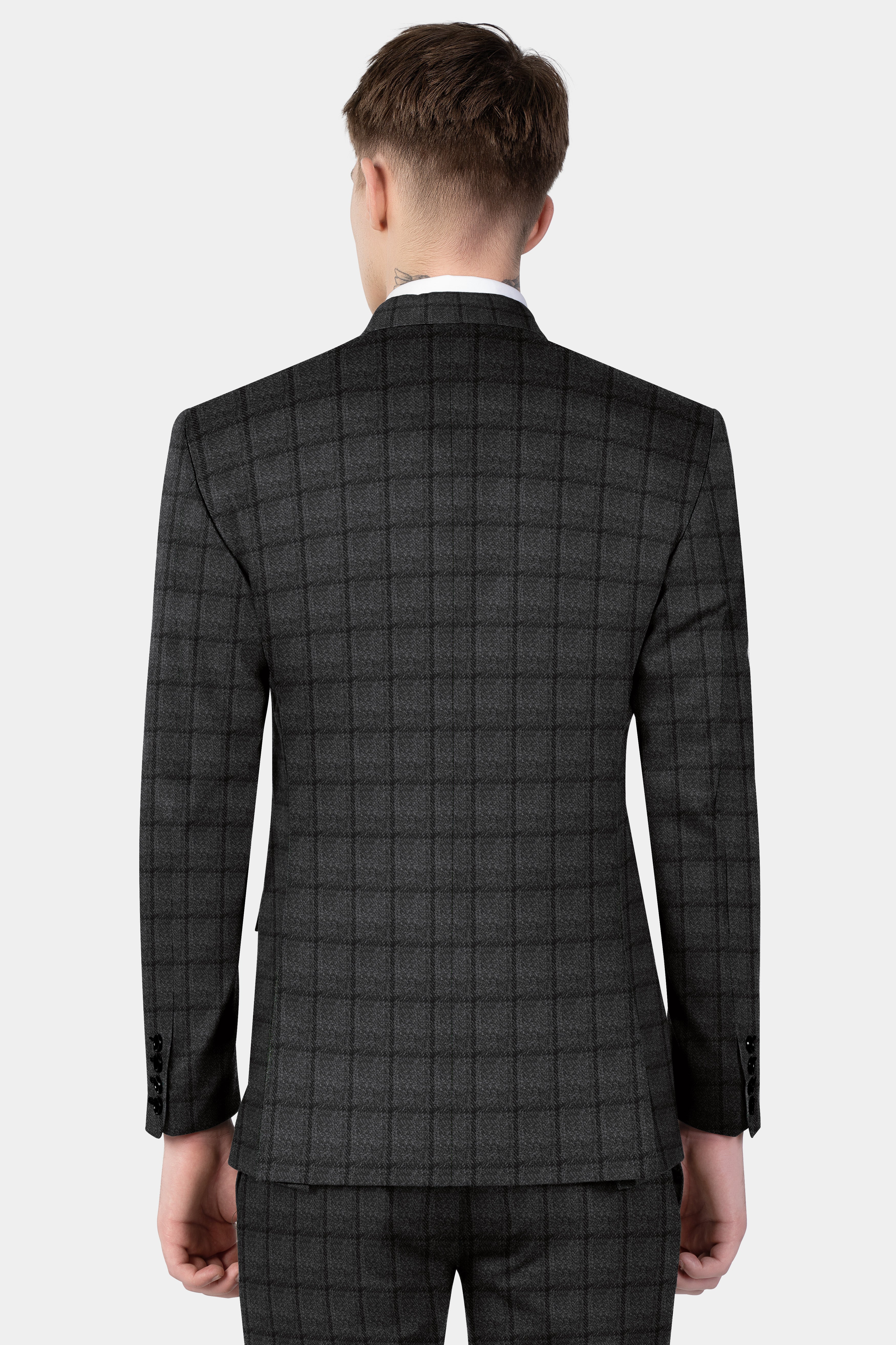 Zeus Dark Brown Plaid Tweed Blazer