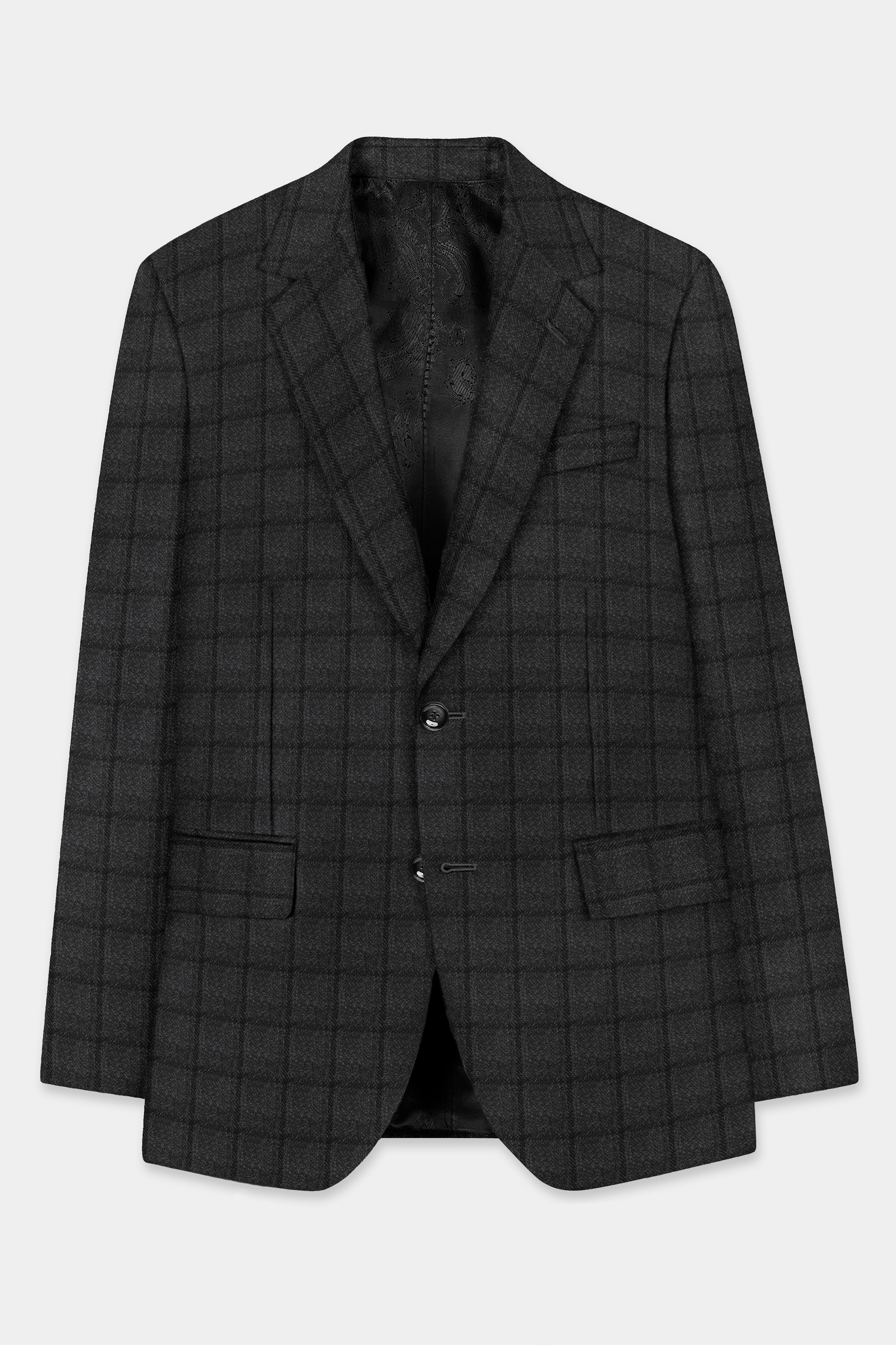 Zeus Dark Brown Plaid Tweed Blazer