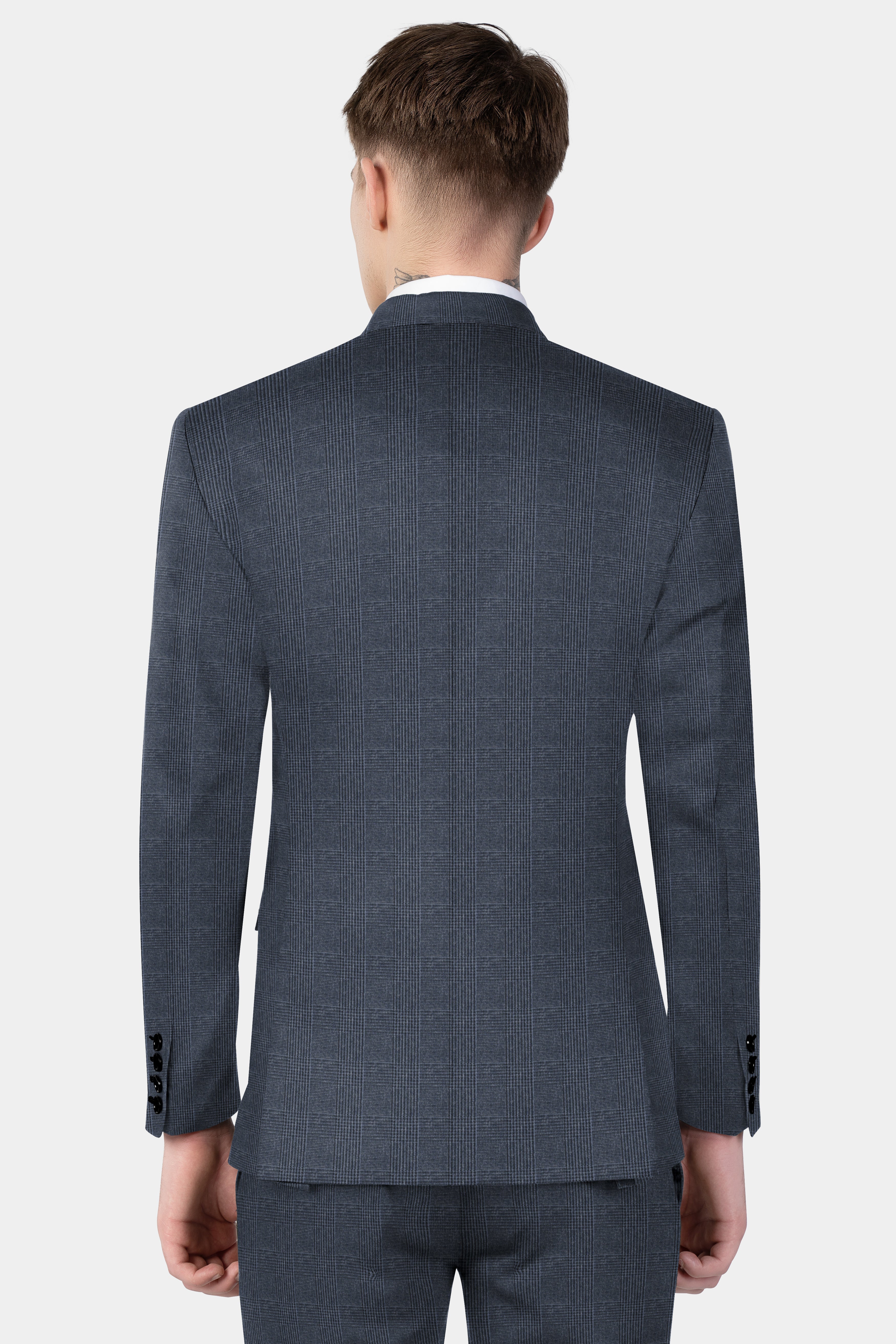 Gun Powder Gray Plaid Wool Blend Blazer