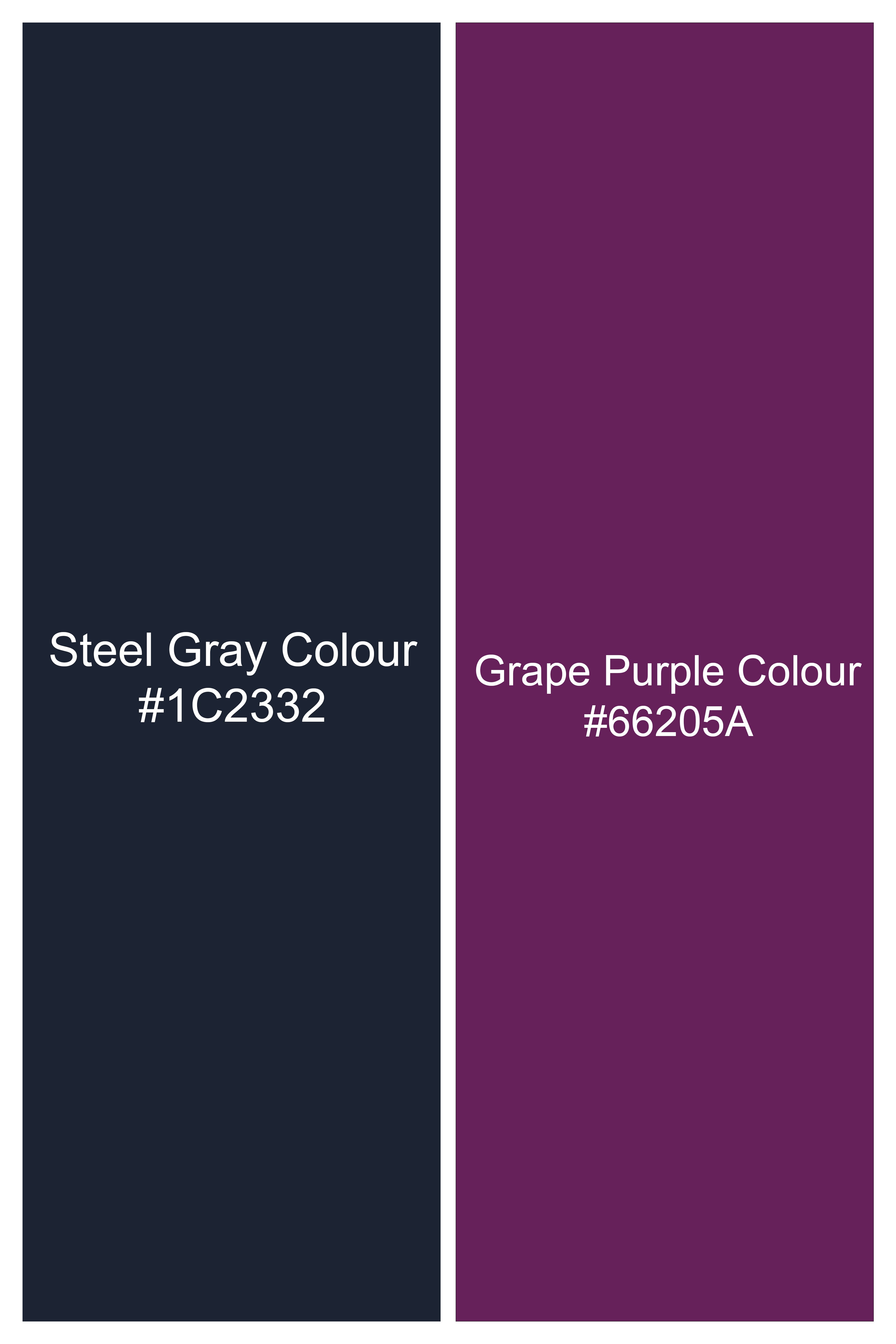 Steel Blue with Grape Purple Striped Wool Blend Blazer