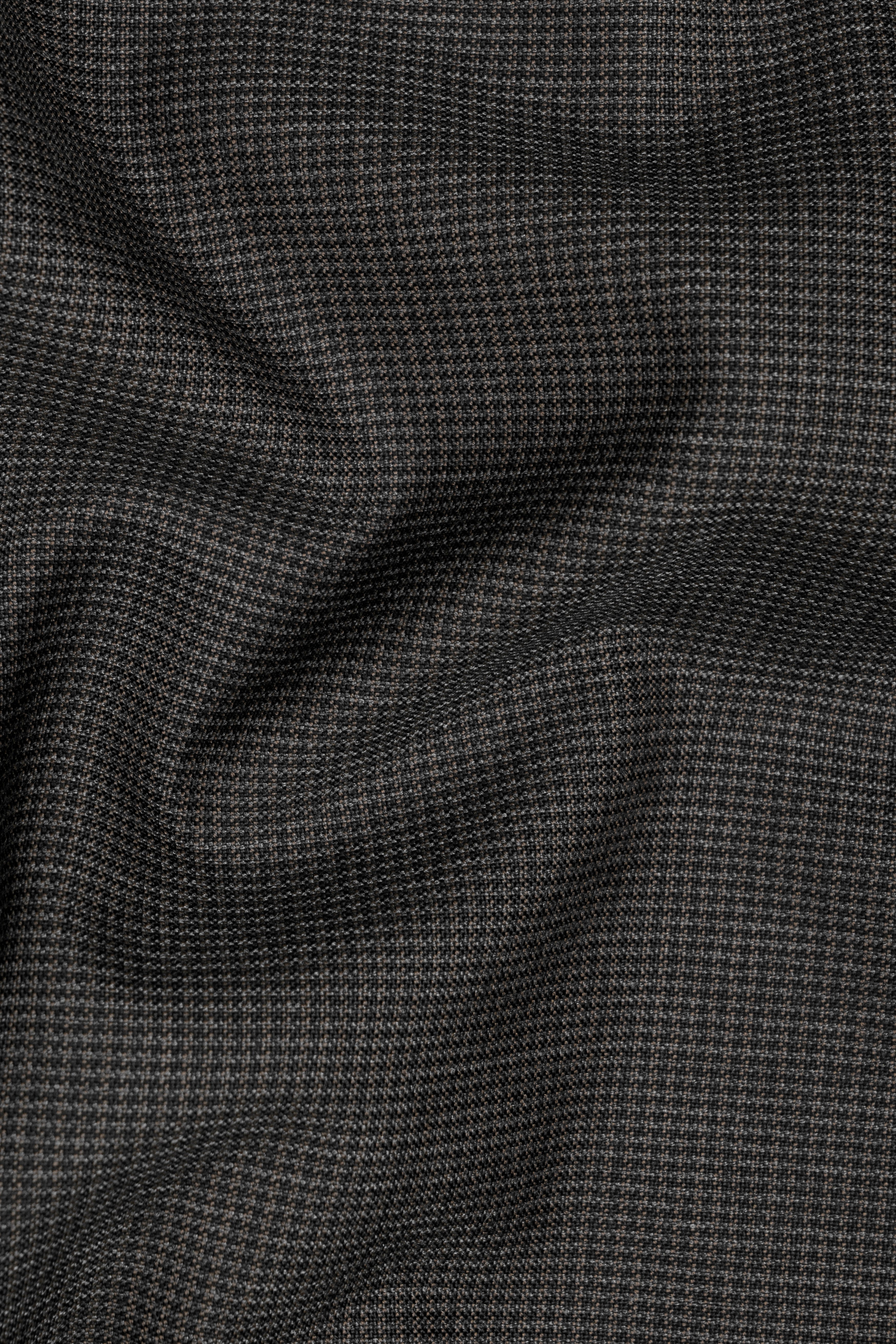 Iridium Brown Micro Checkered Wool Blend Blazer