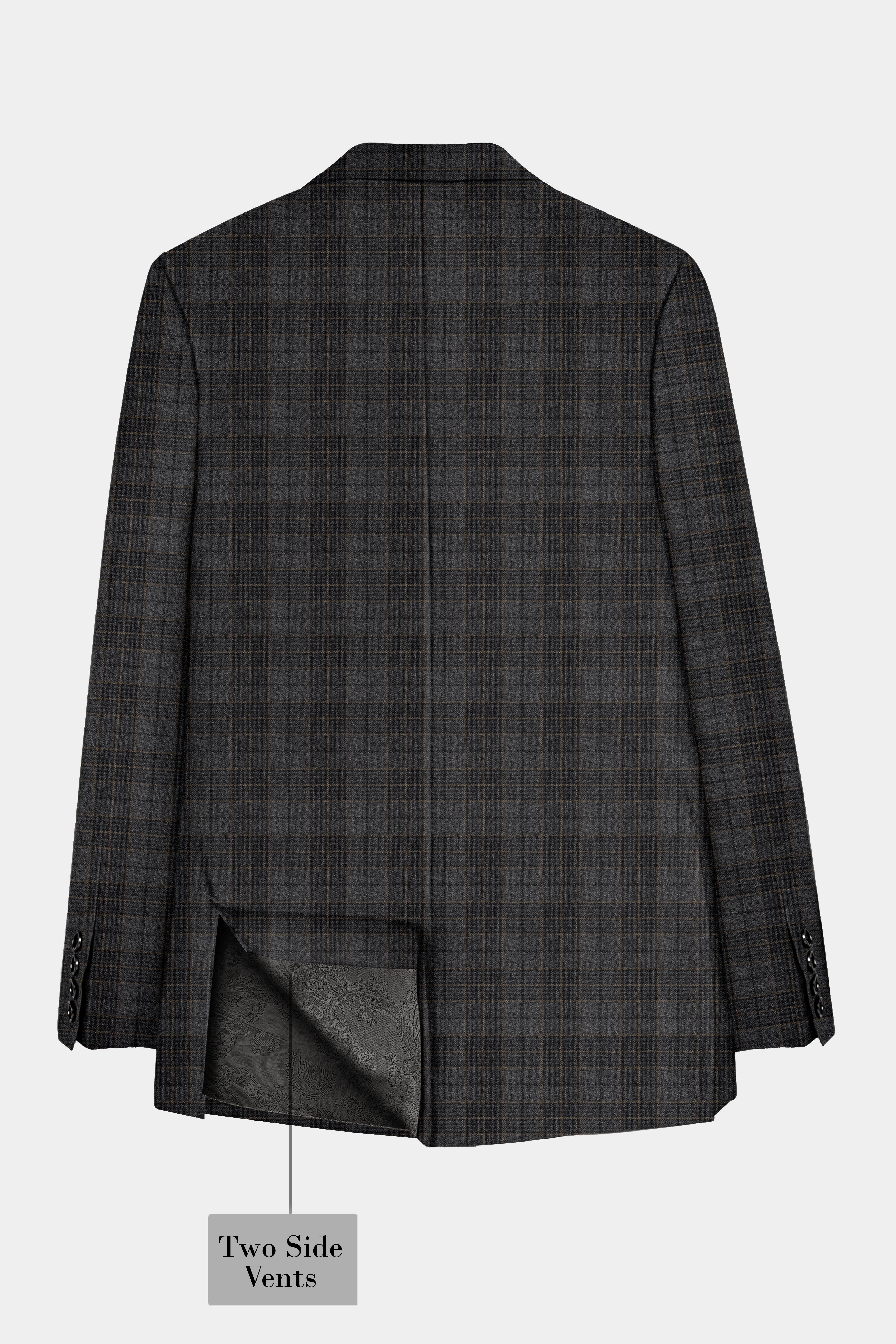 Charcoal Gray Plaid Tweed Blazer