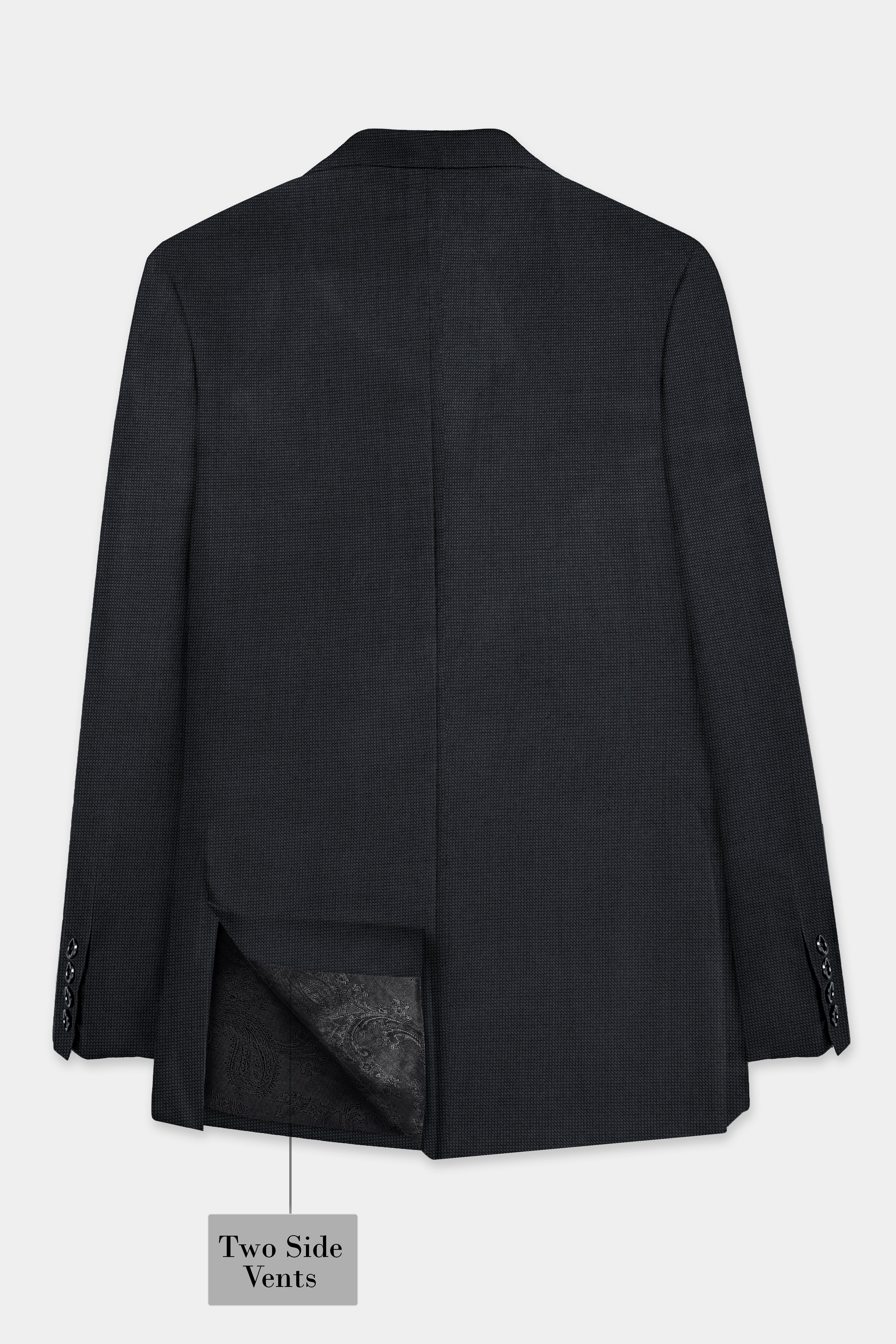 Jade Black Textured Wool Blend Blazer