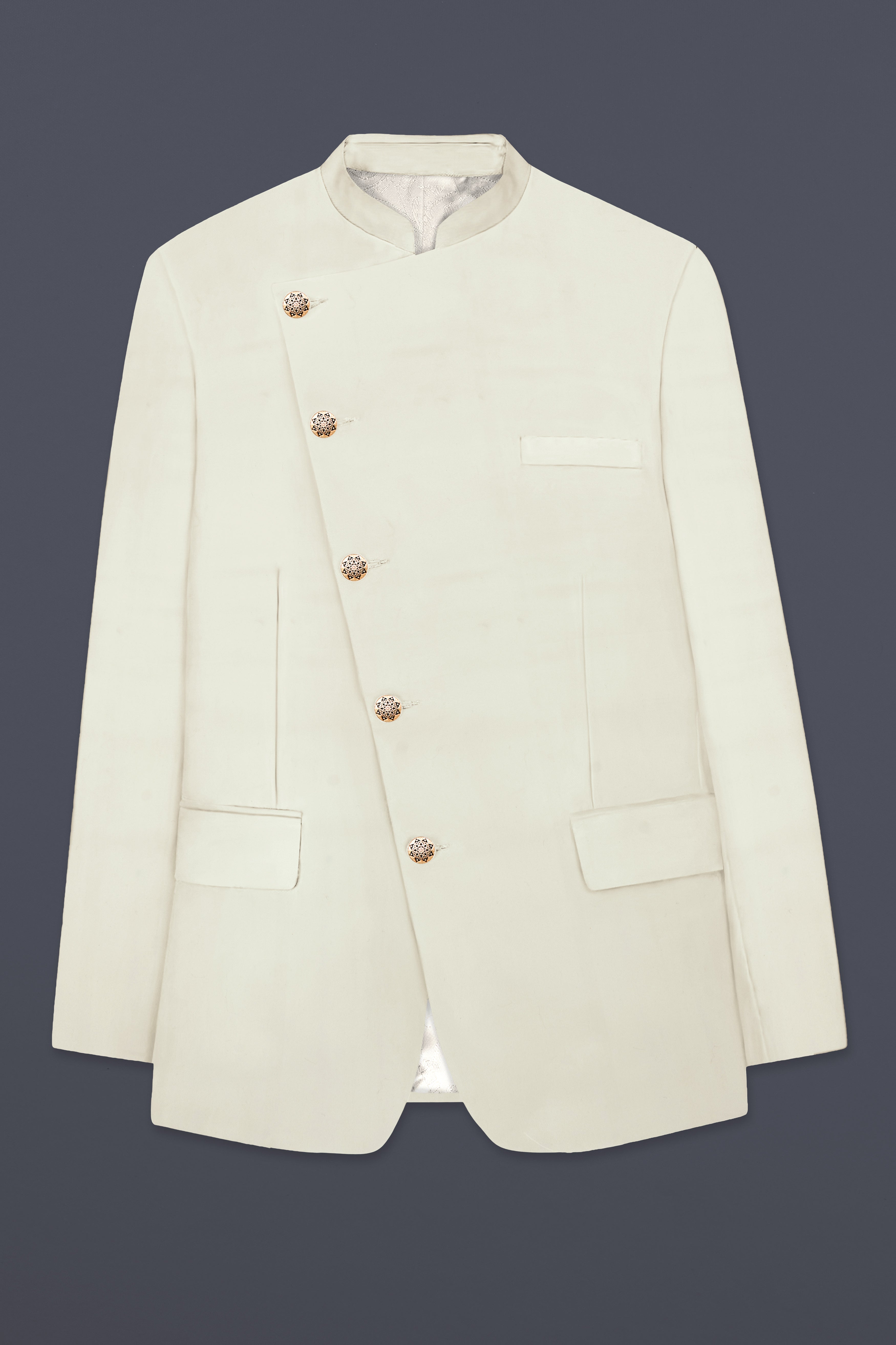 Eggshell Cream Solid Premium Cotton Blazer