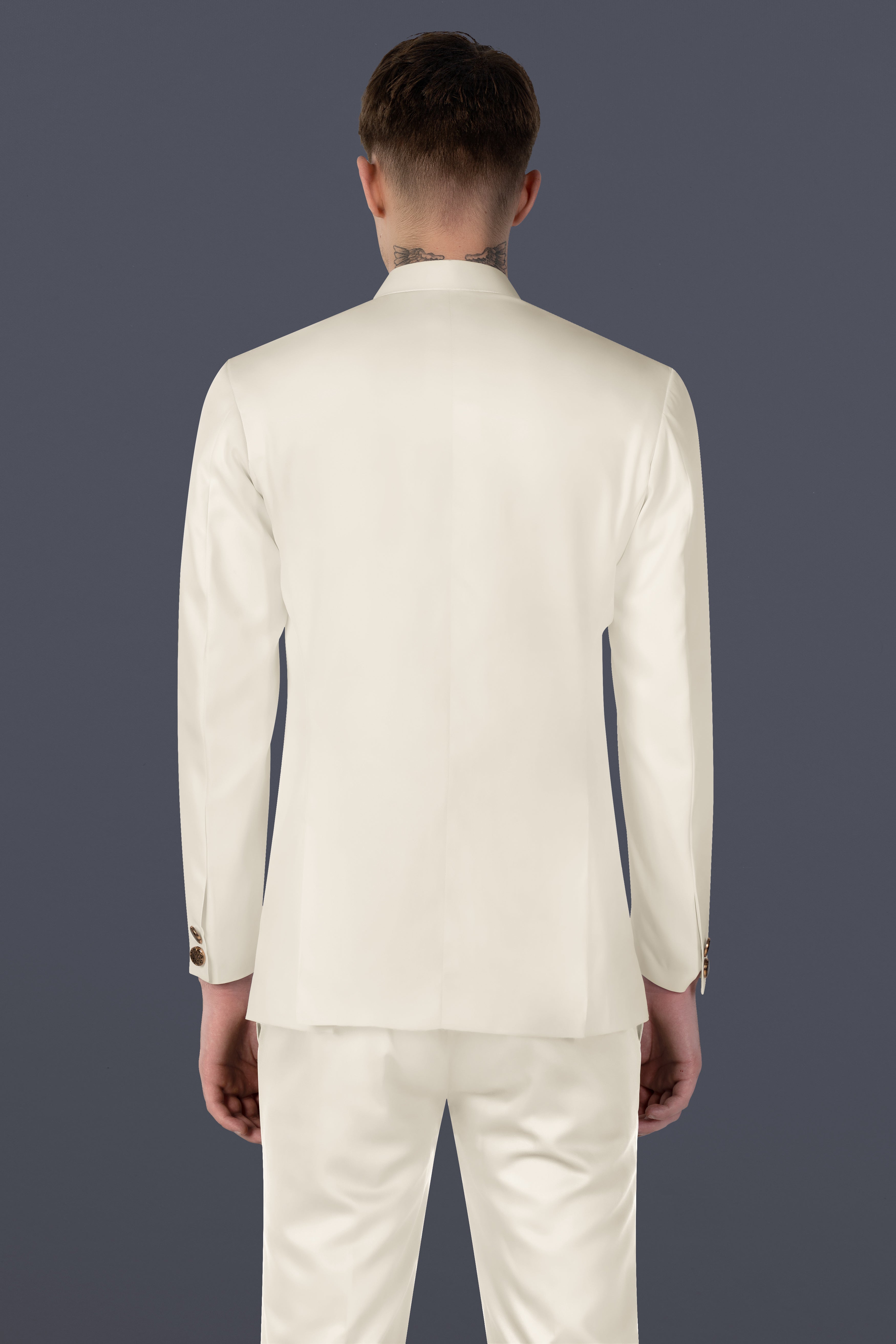 Eggshell Cream Solid Premium Cotton Blazer