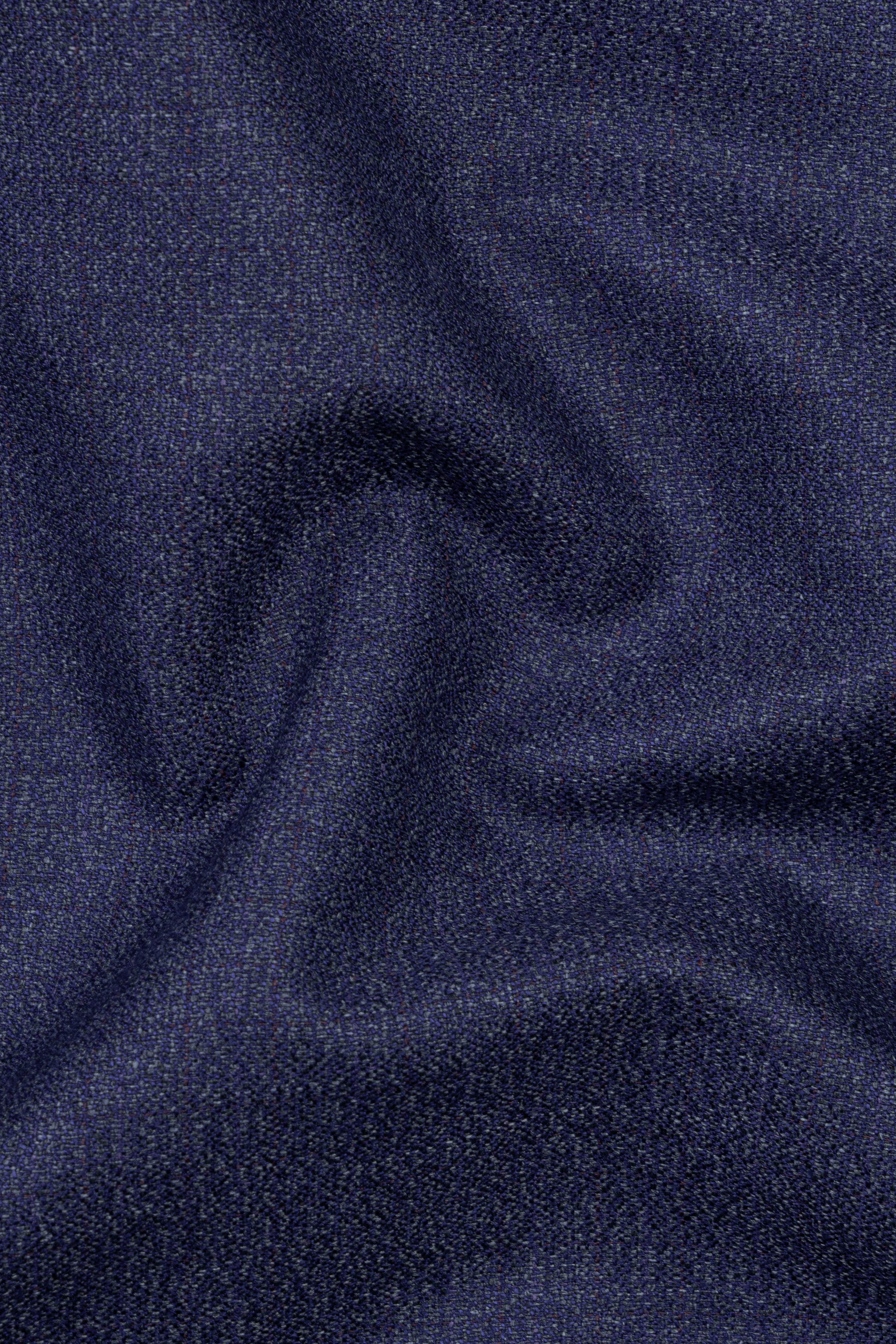 Ebony Clay Blue Textured Wool Blend Tuxedo Blazer