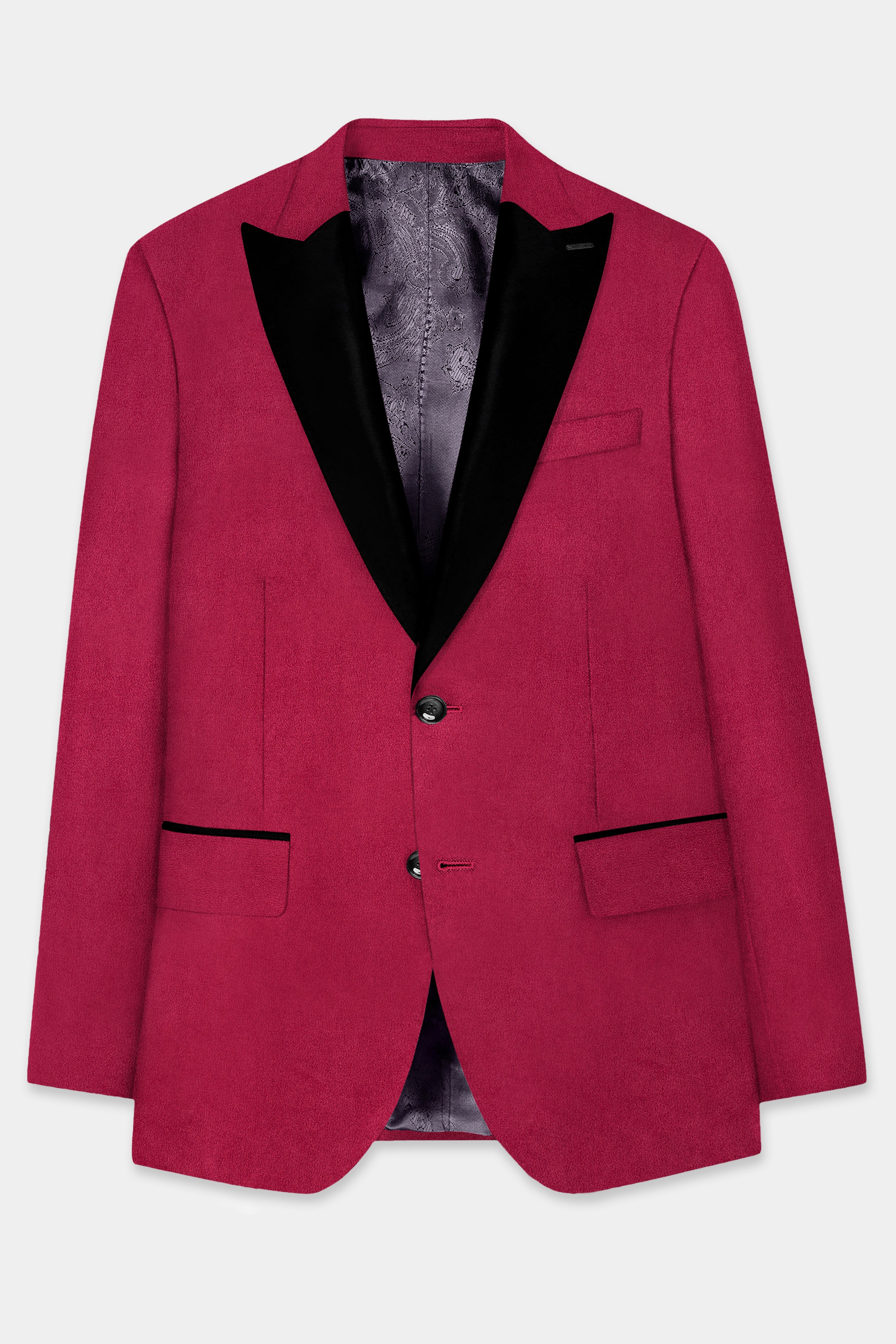 Claret Red Velvet Peak Collar Tuxedo Blazer