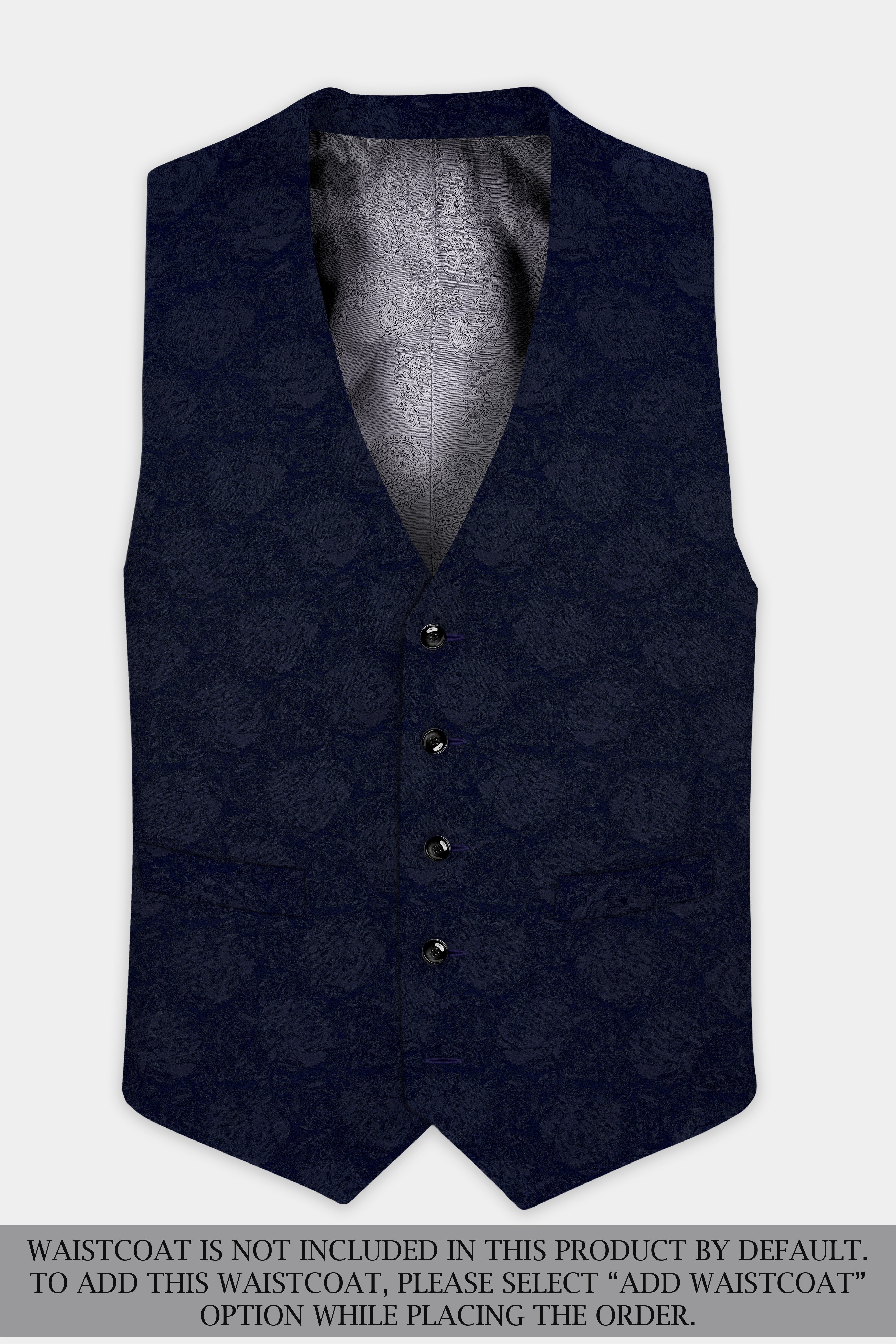 Firefly Blue Jacquard Textured Double Breasted Blazer