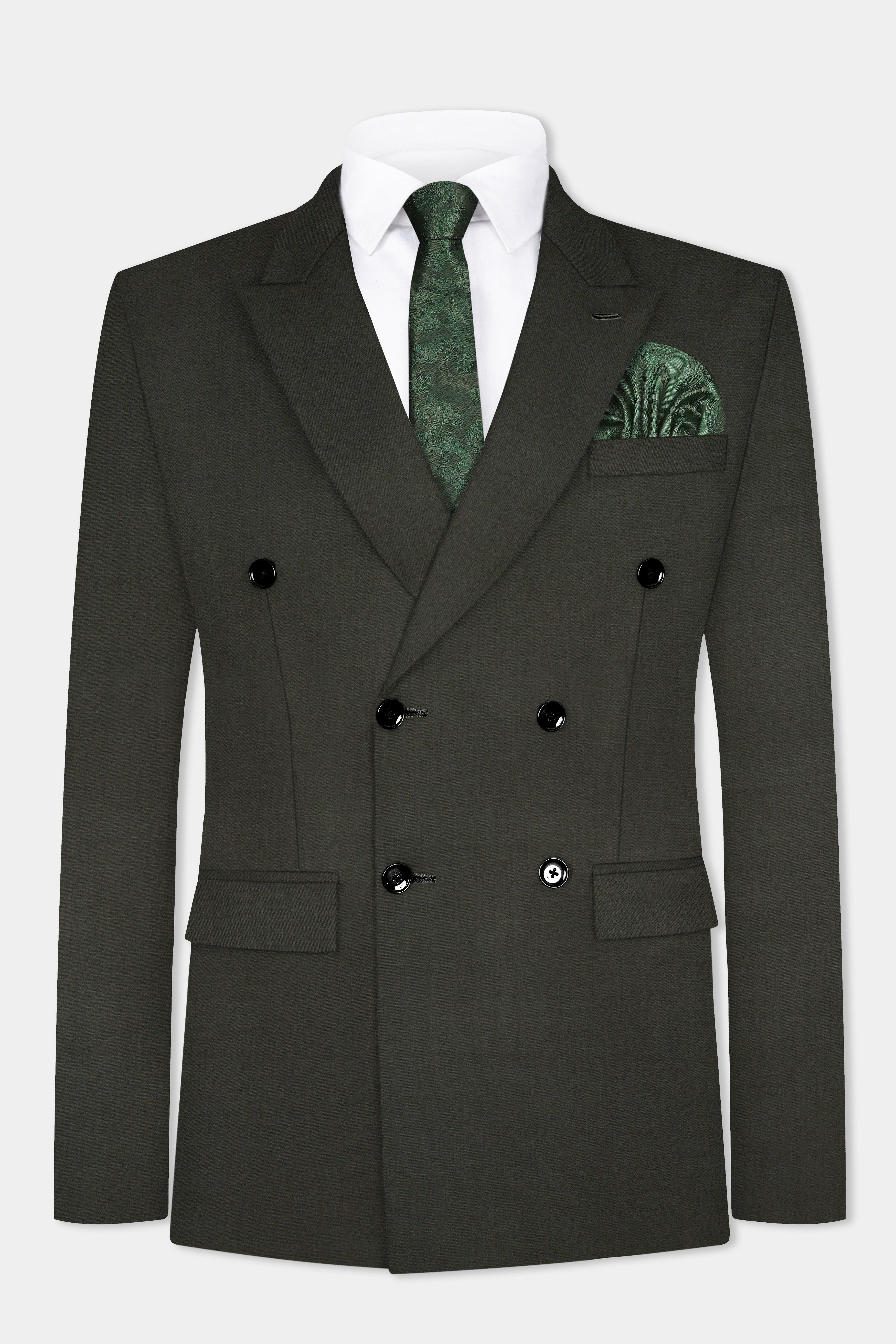 Rangoon Green Wool Blend Double Breasted Blazer