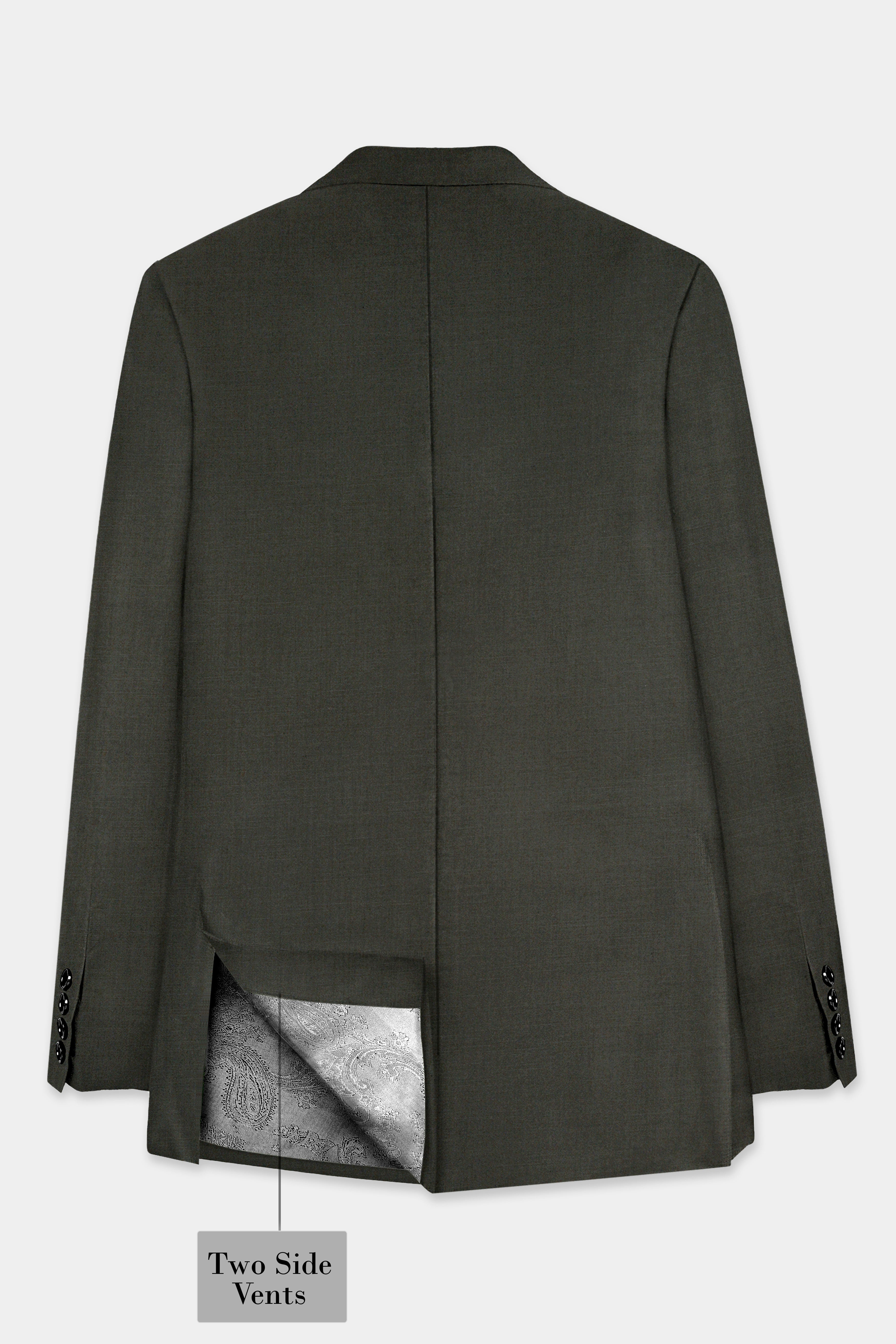 Rangoon Green Wool Blend Peak Collar Tuxedo Blazer