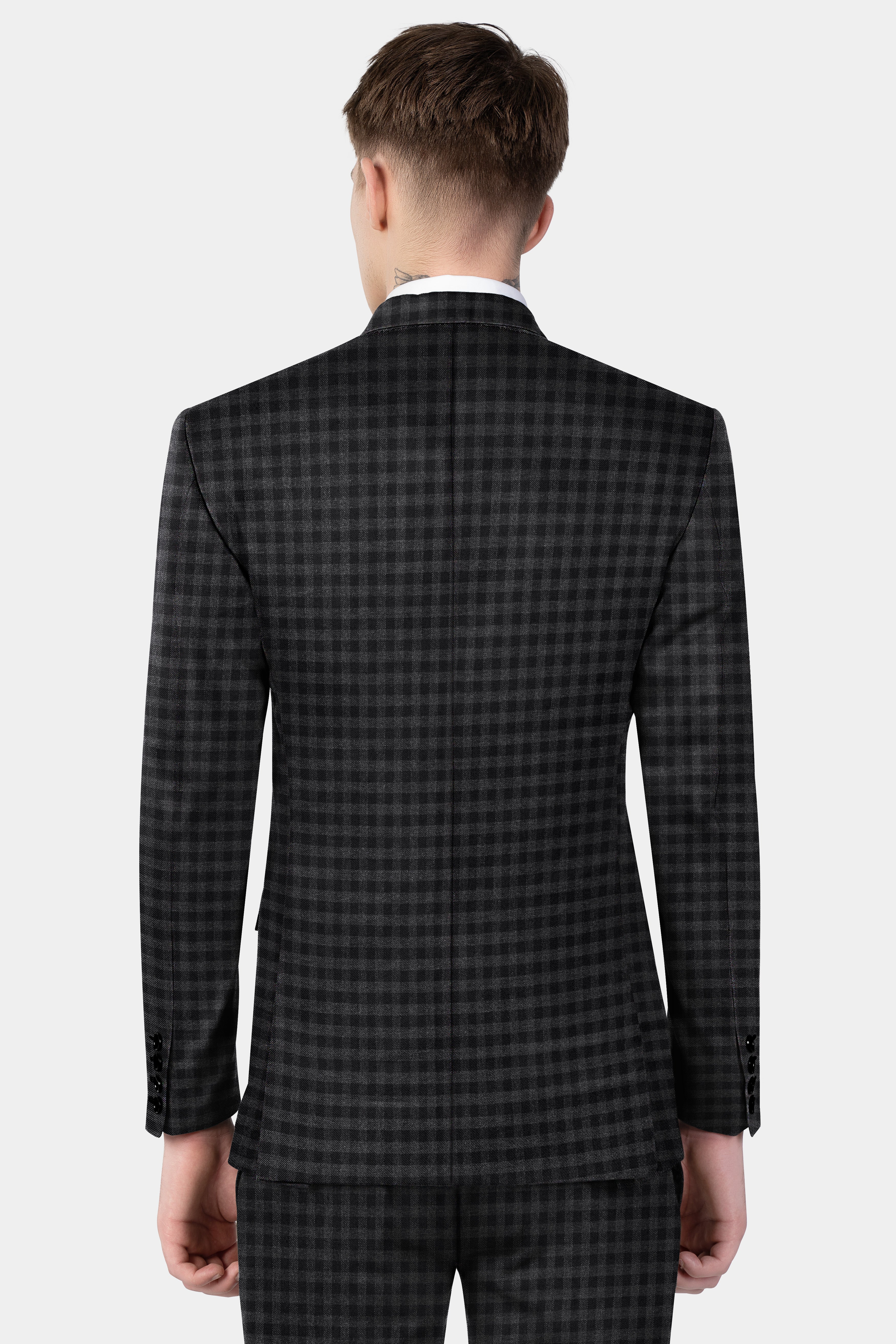 Piano Gray Plaid Tweed Single Breasted Blazer