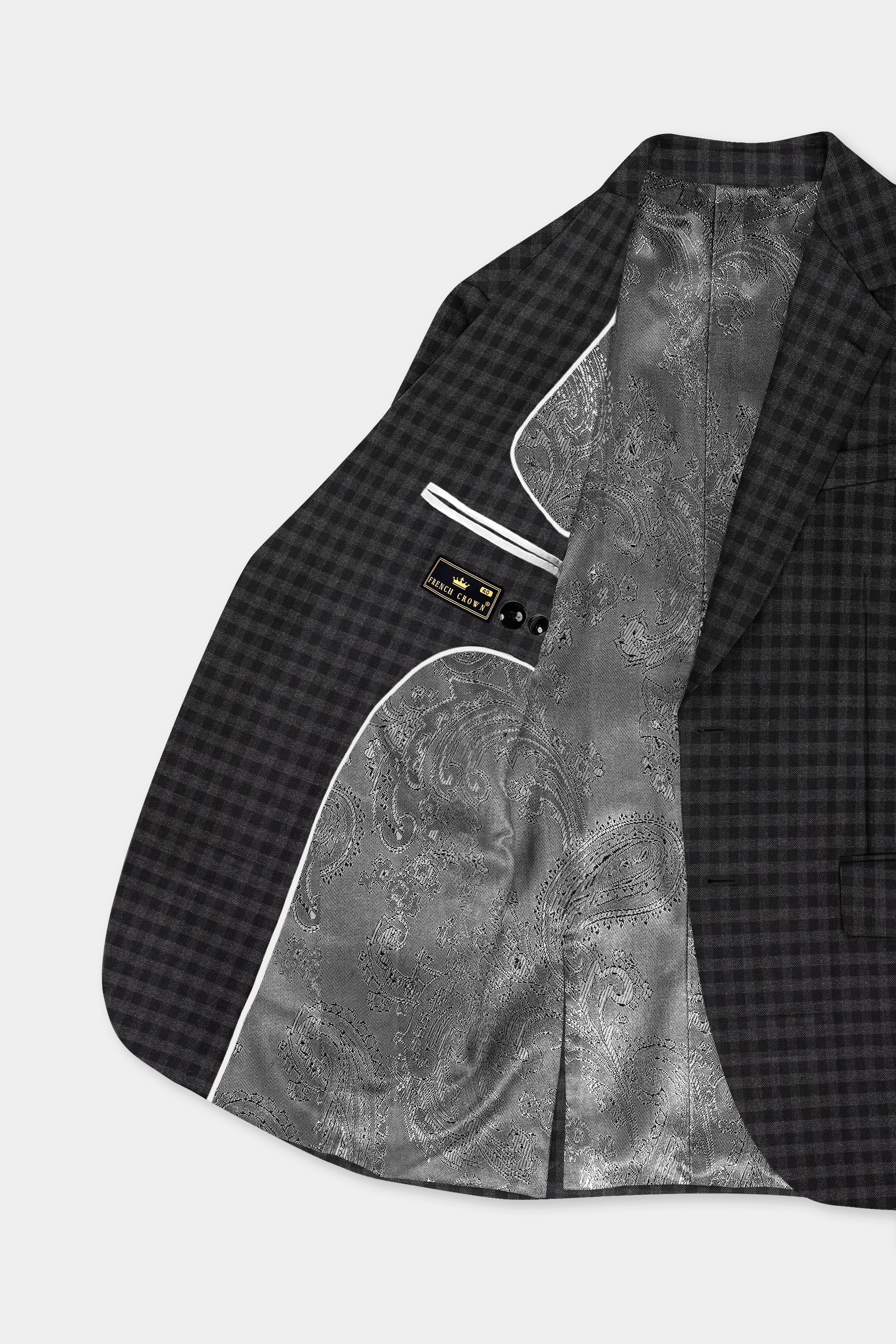 Piano Gray Plaid Tweed Single Breasted Blazer