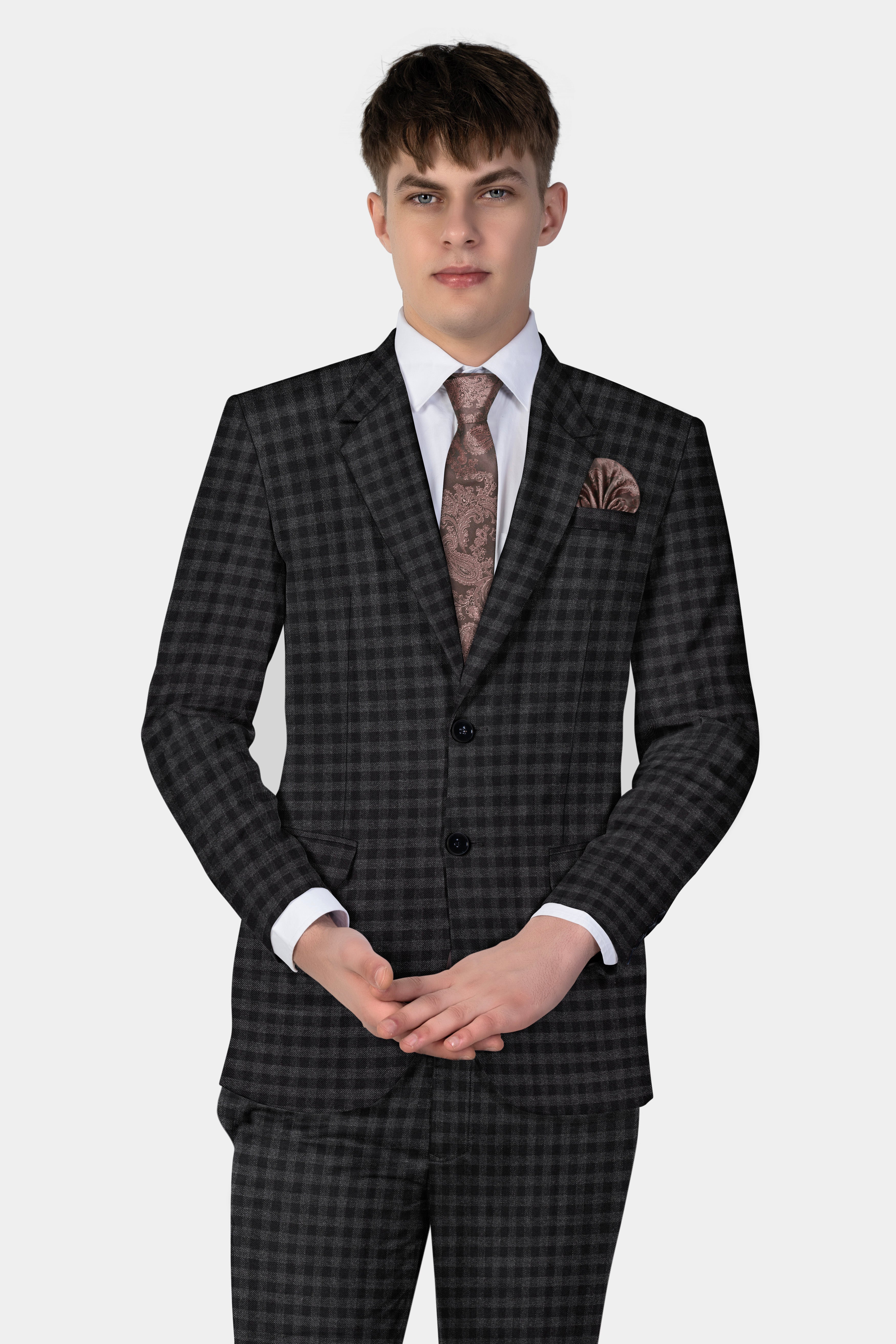 Piano Gray Plaid Tweed Single Breasted Blazer