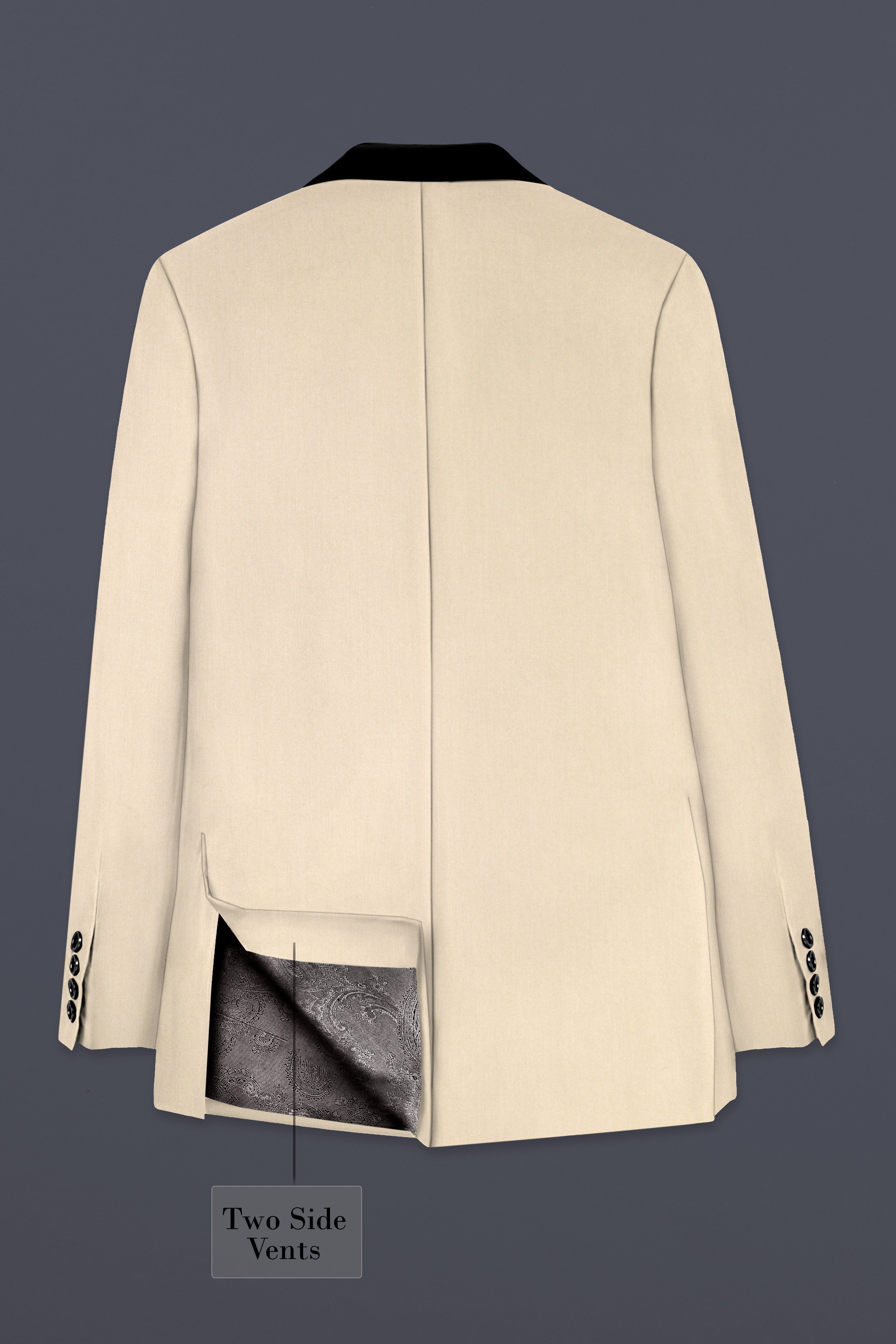 Hampton Cream Solid Wool Blend Tuxedo Blazer