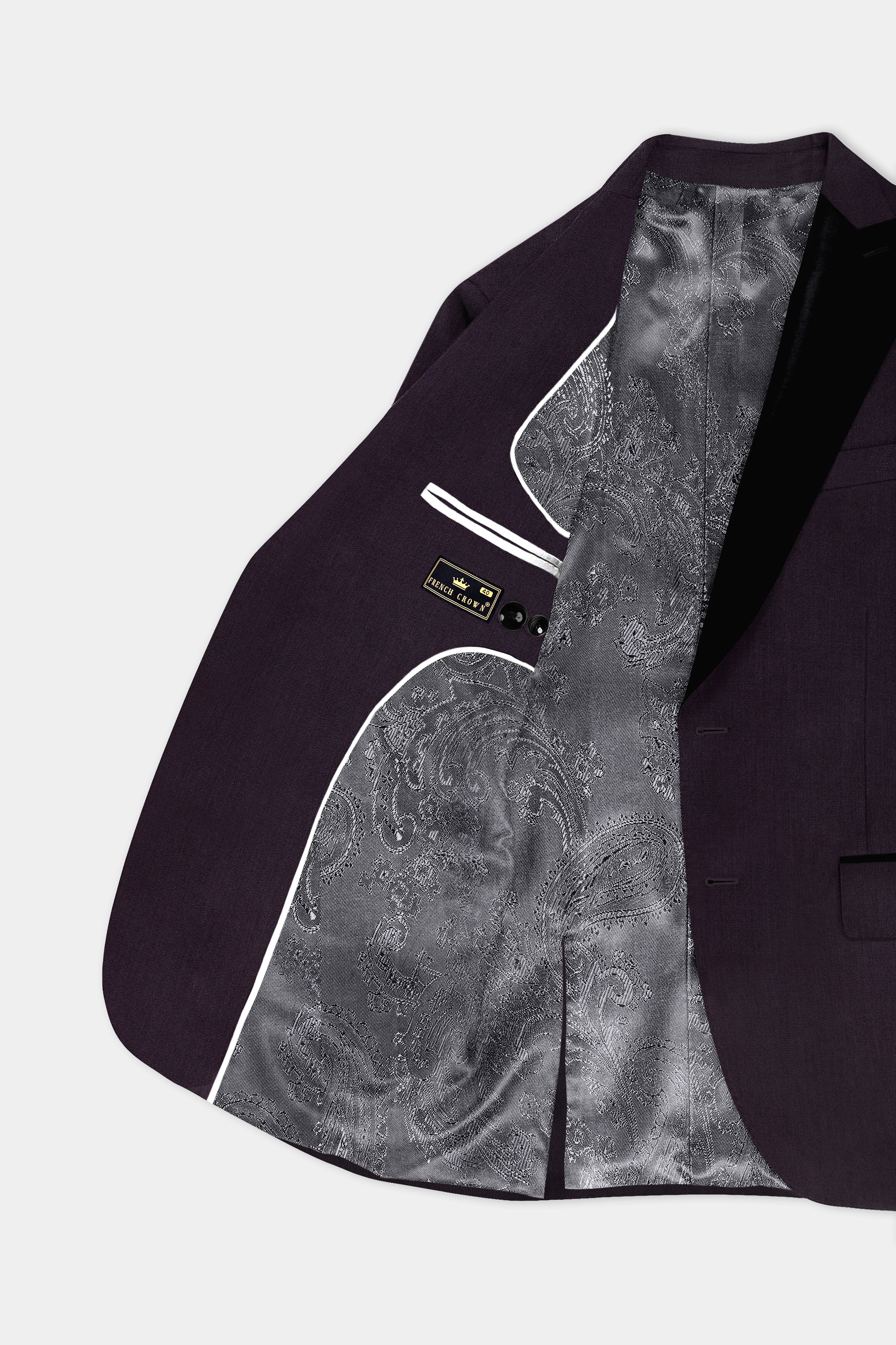 Gondola Purple Wool Blend Peak Collar Tuxedo Blazer