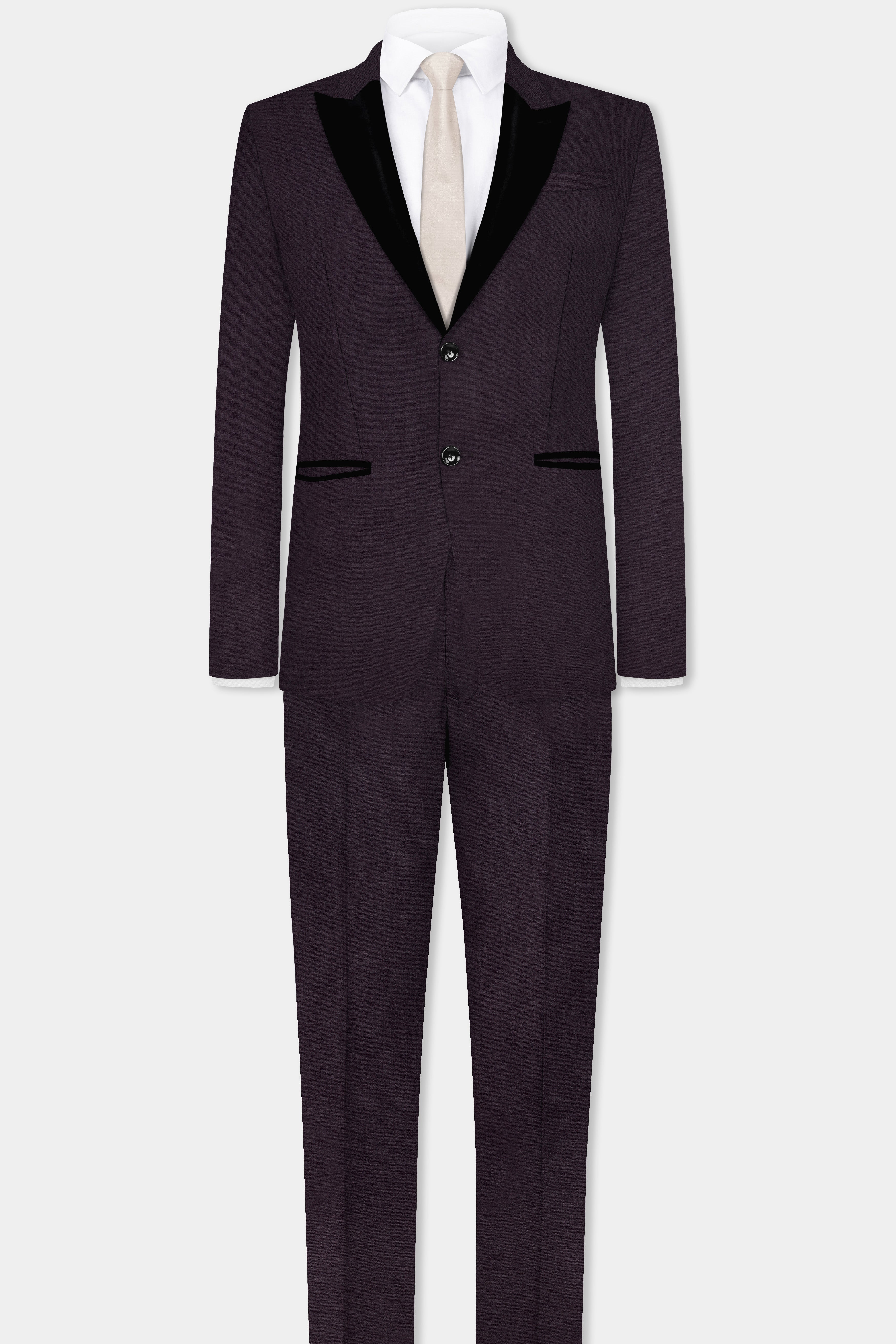 Gondola Purple Wool Blend Peak Collar Tuxedo Blazer