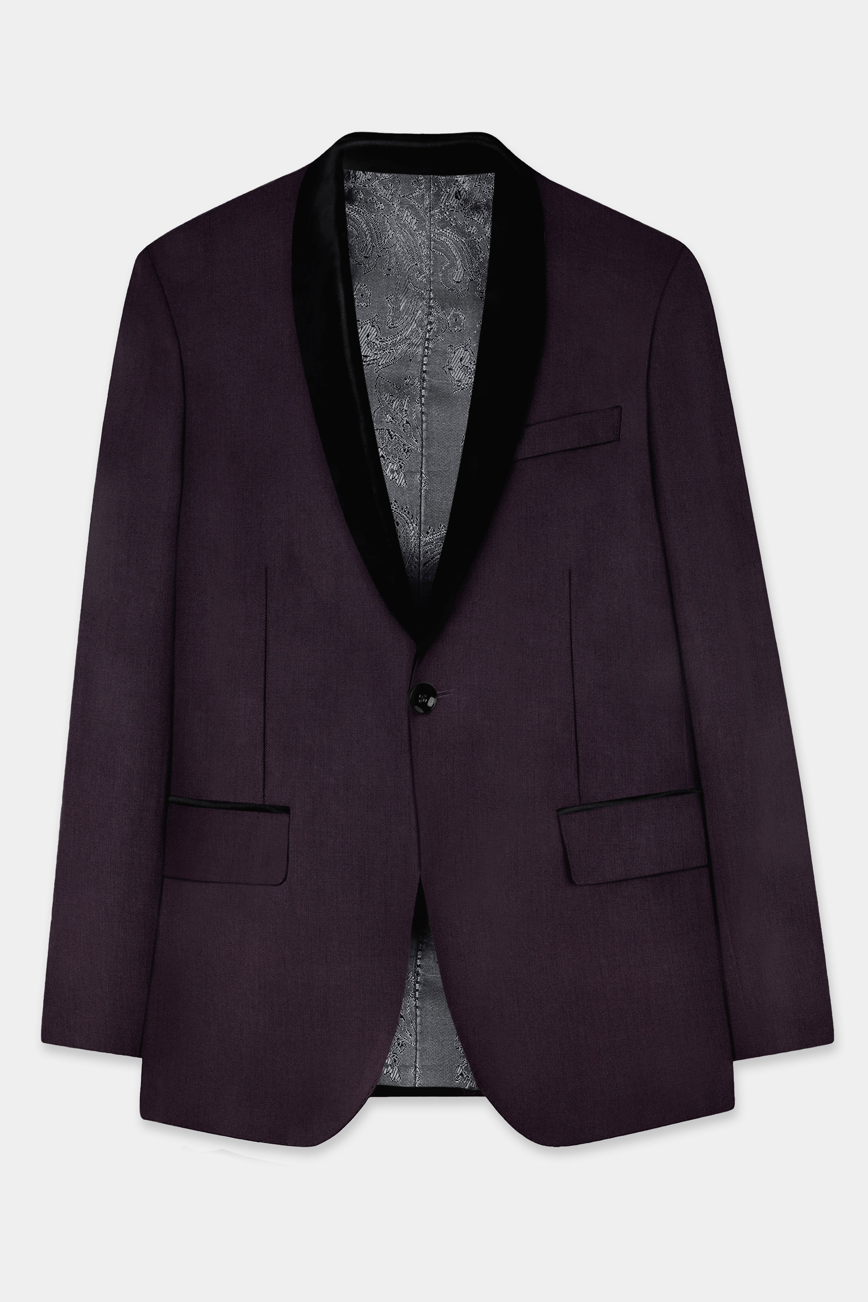 Gondola Purple Solid Wool Blend Tuxedo Blazer