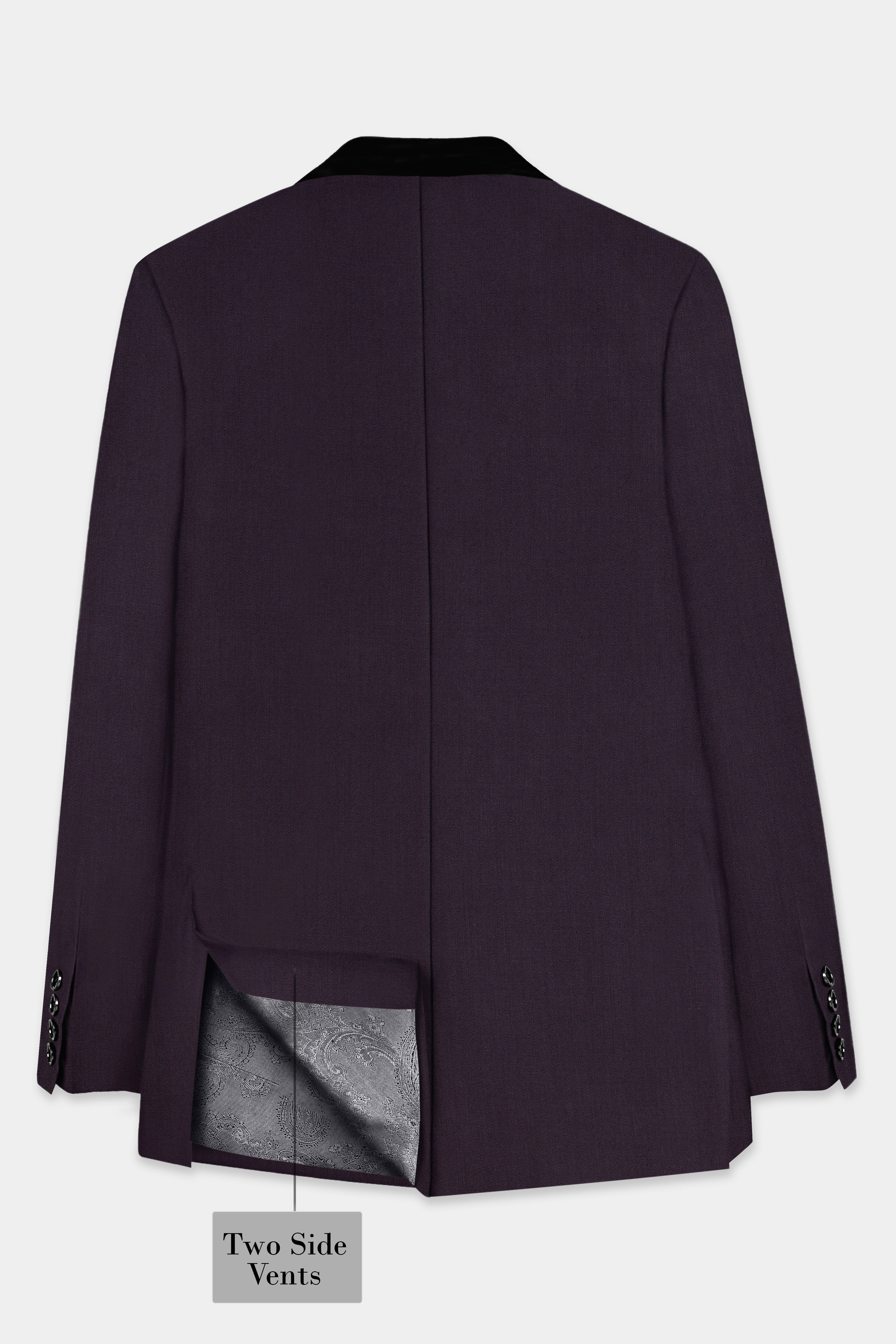 Gondola Purple Solid Wool Blend Tuxedo Blazer