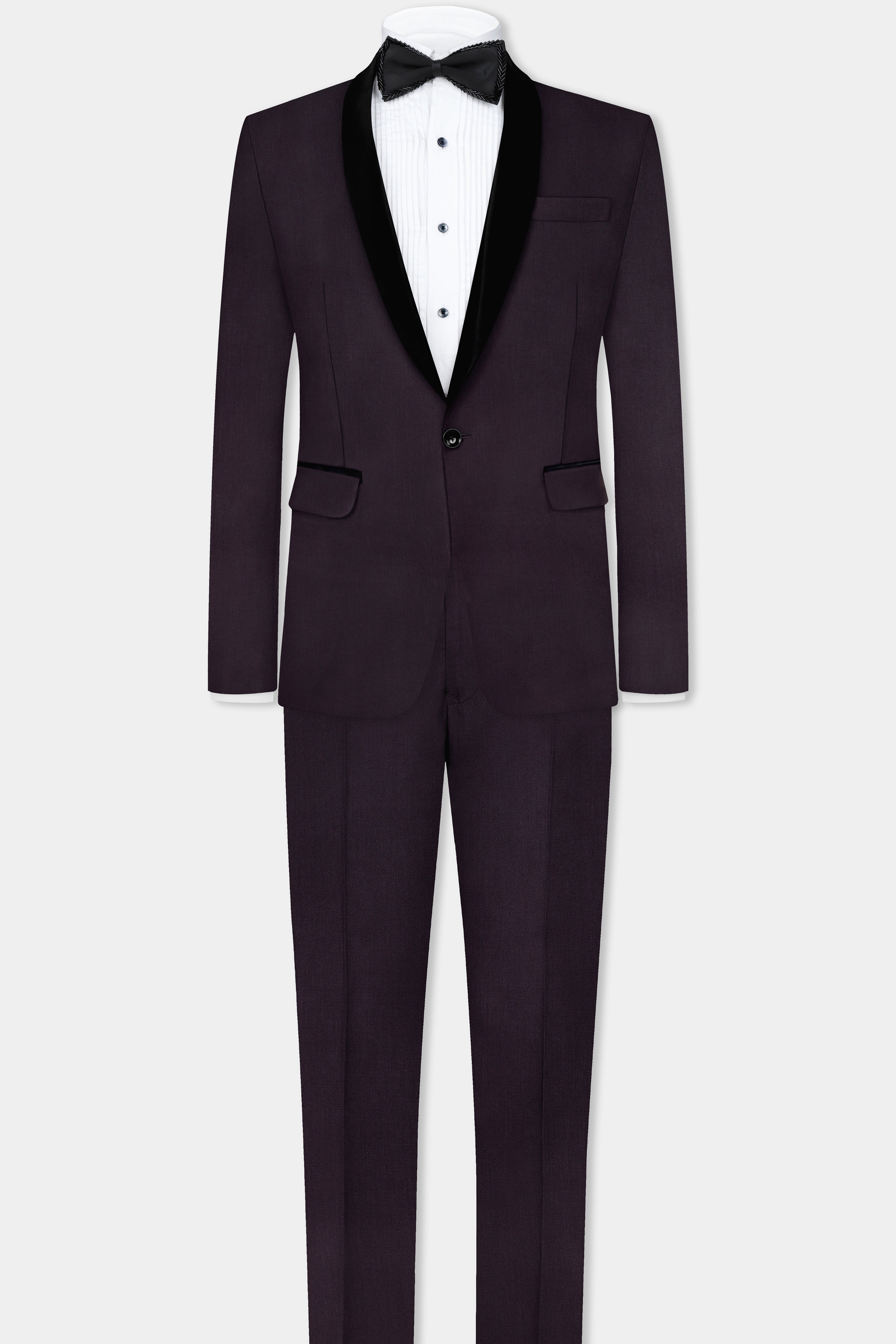 Gondola Purple Solid Wool Blend Tuxedo Blazer