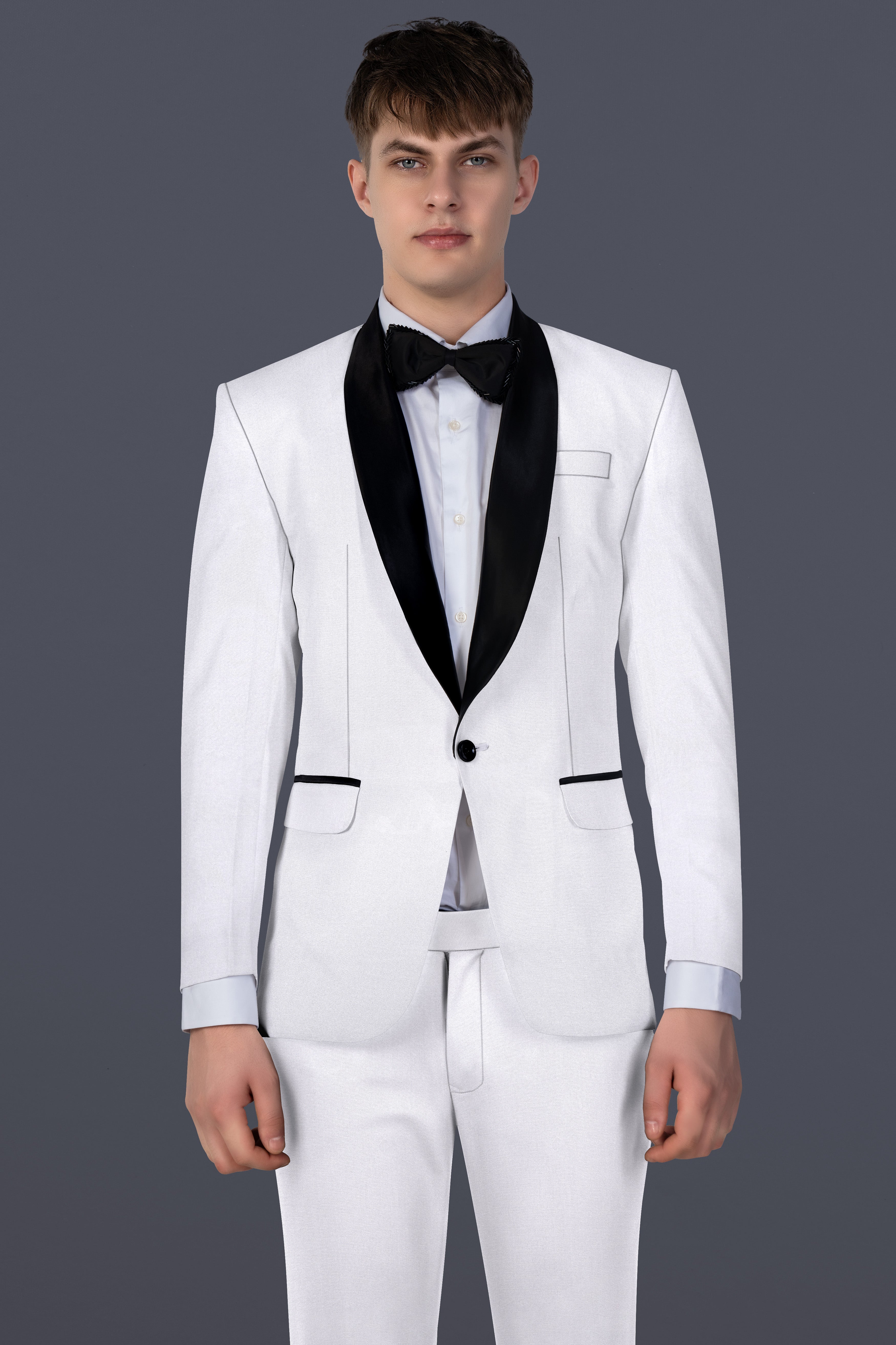 Iron Gray Solid Wool Blend Tuxedo Blazer