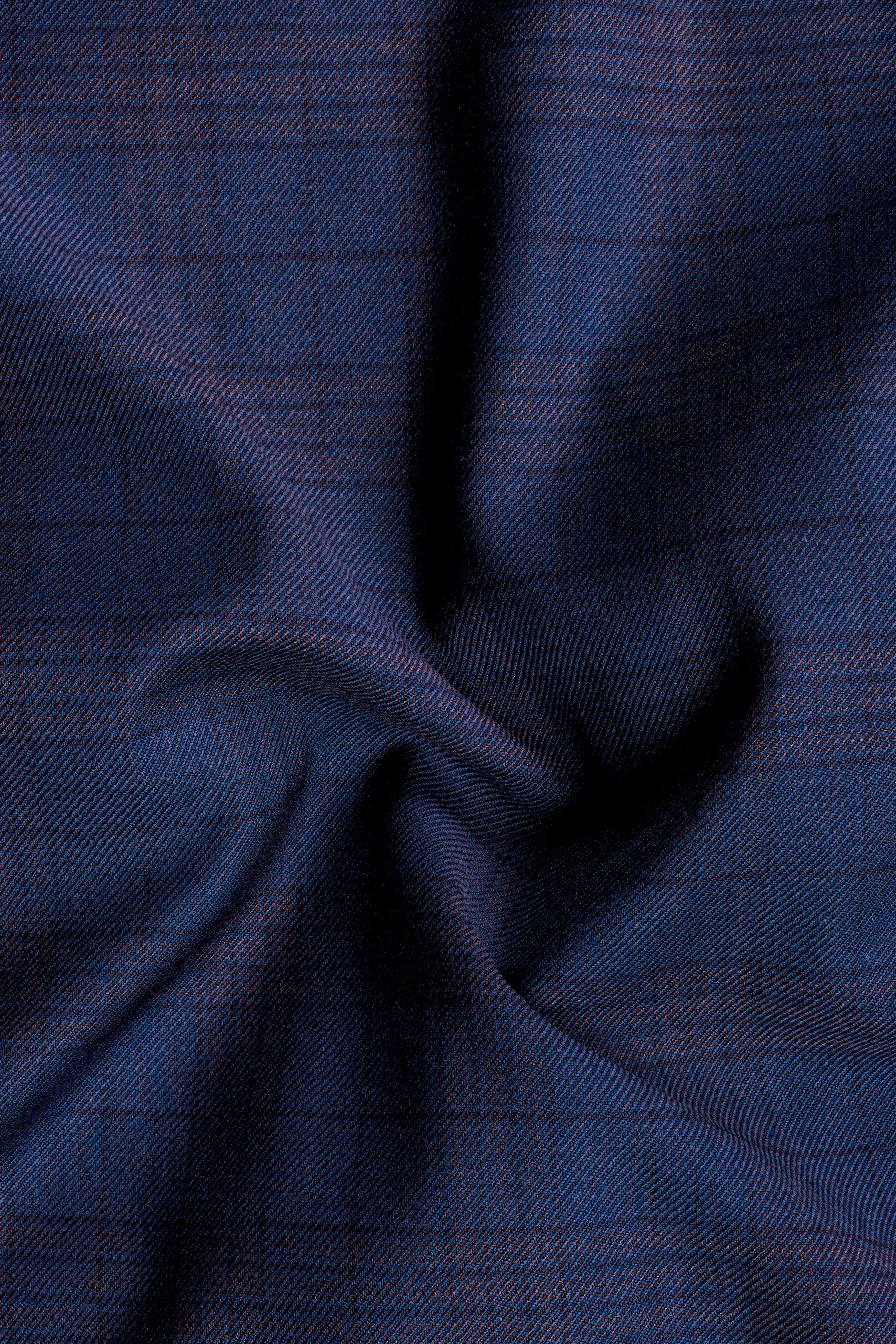 Martinique Blue Plaid Wool Blend Single Breasted Blazer