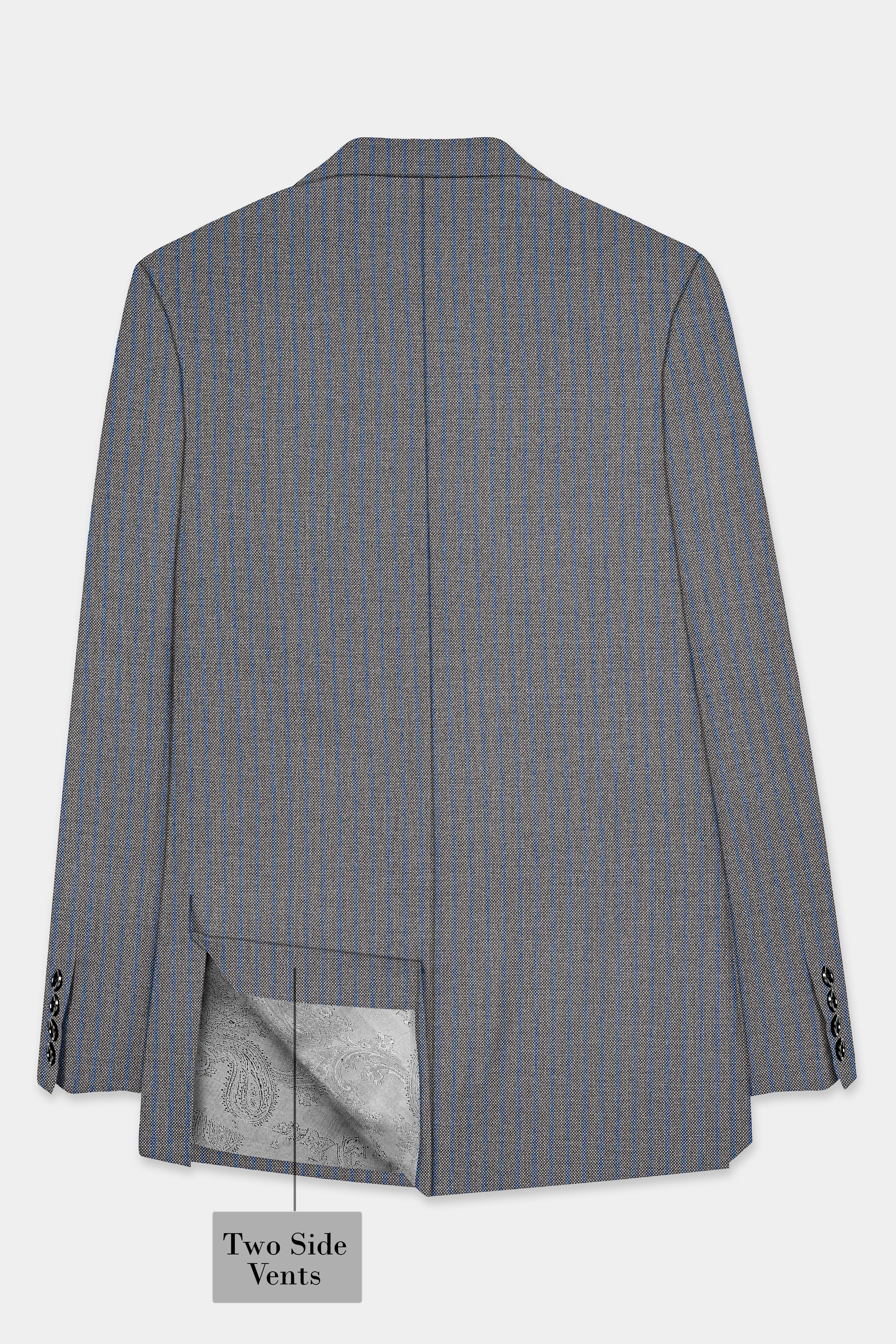 Vampire Gray Striped Wool Single Breasted Blazer