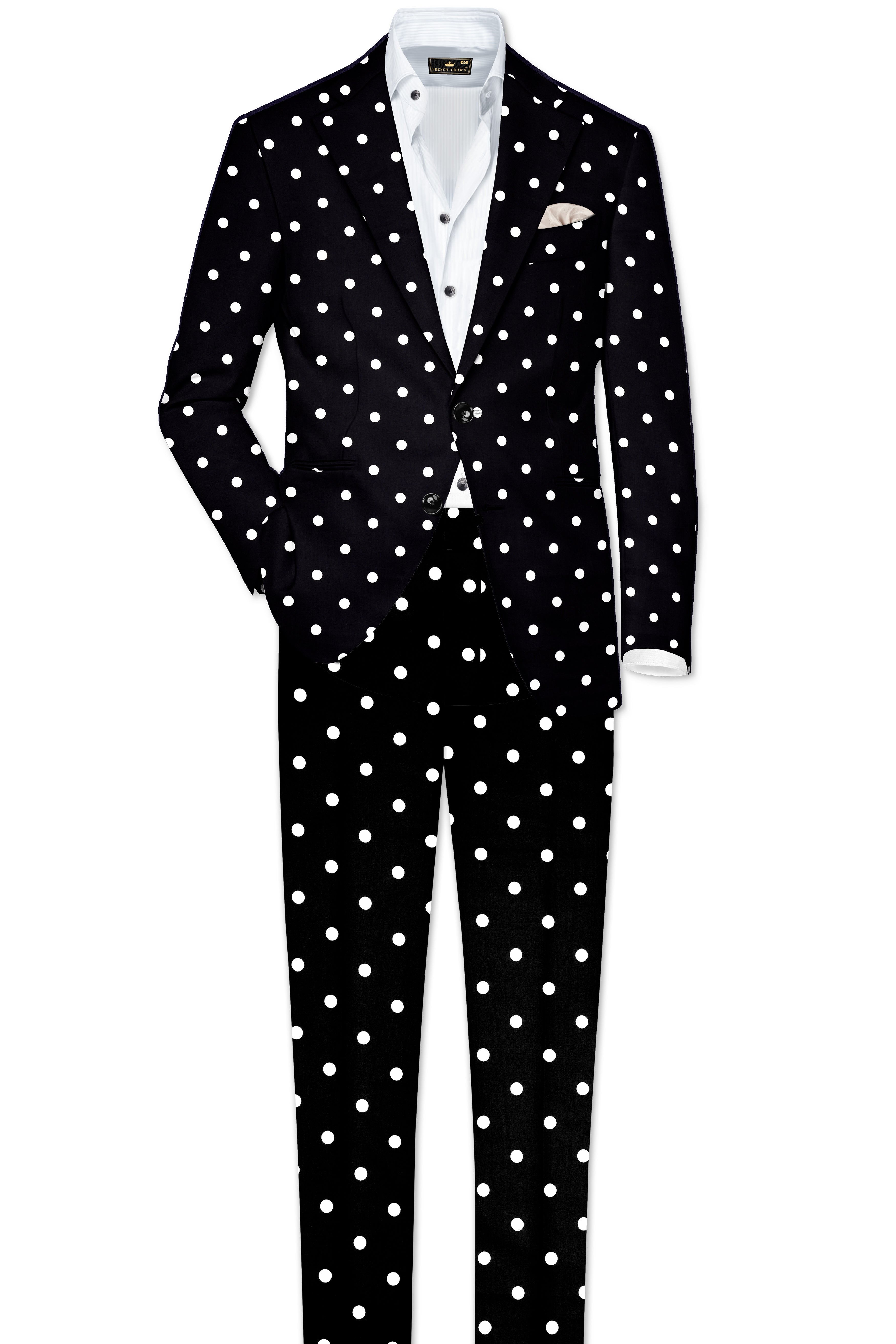 Jade Black Polka Print Designer Blazer