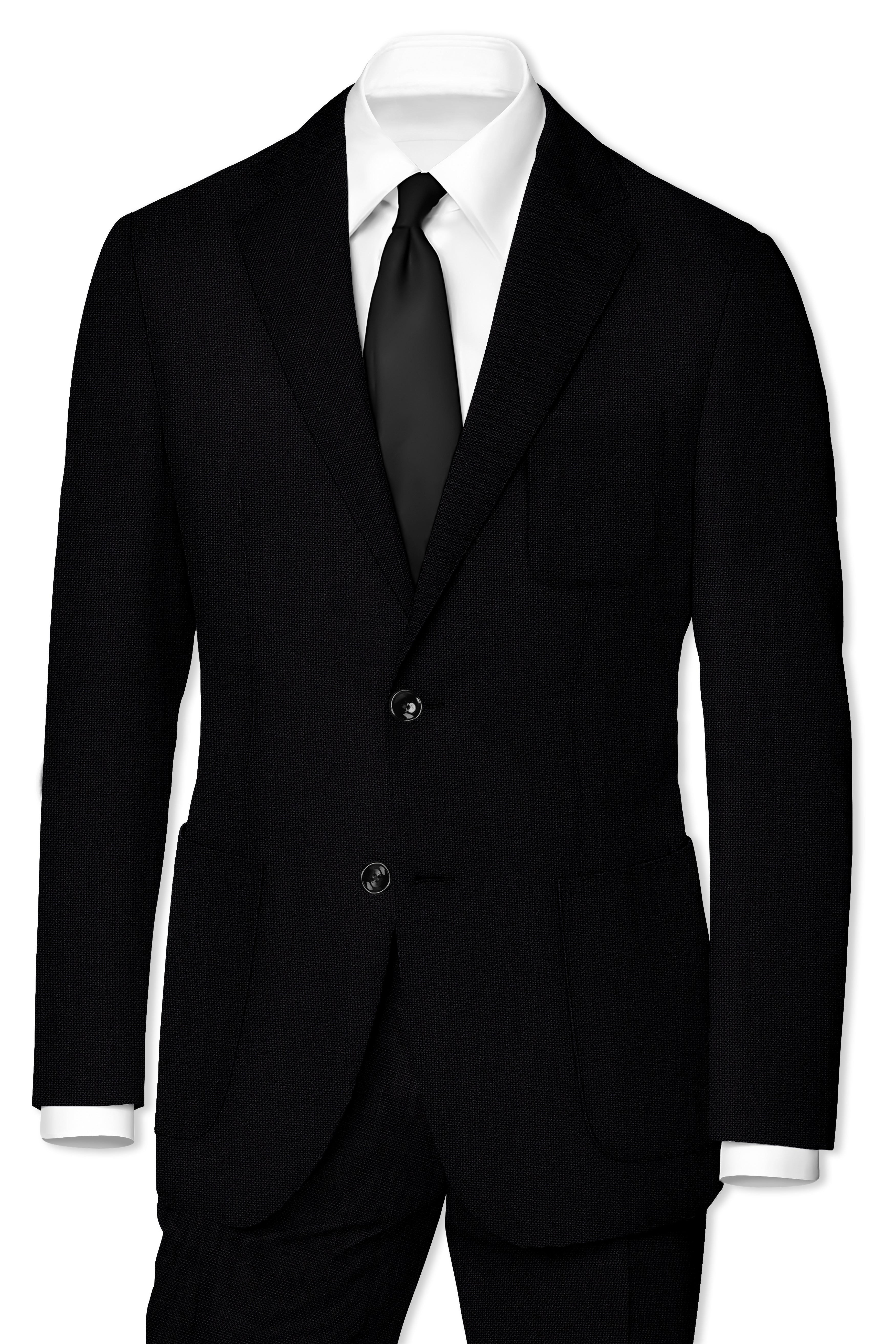 Jet Black Solid Luxurious Linen Sports Blazer