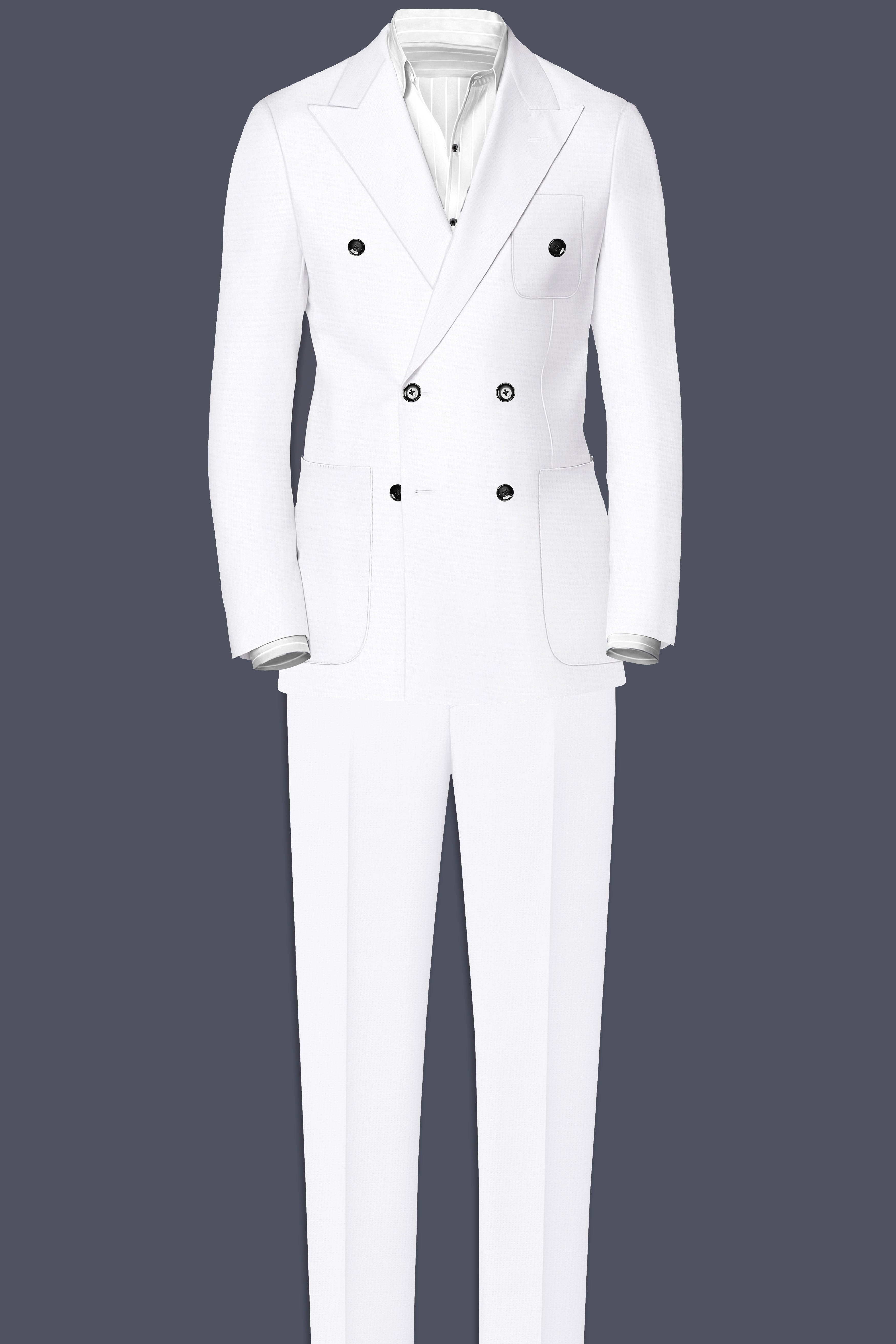 Snow White Luxurious Linen Double-breasted Sports Blazer