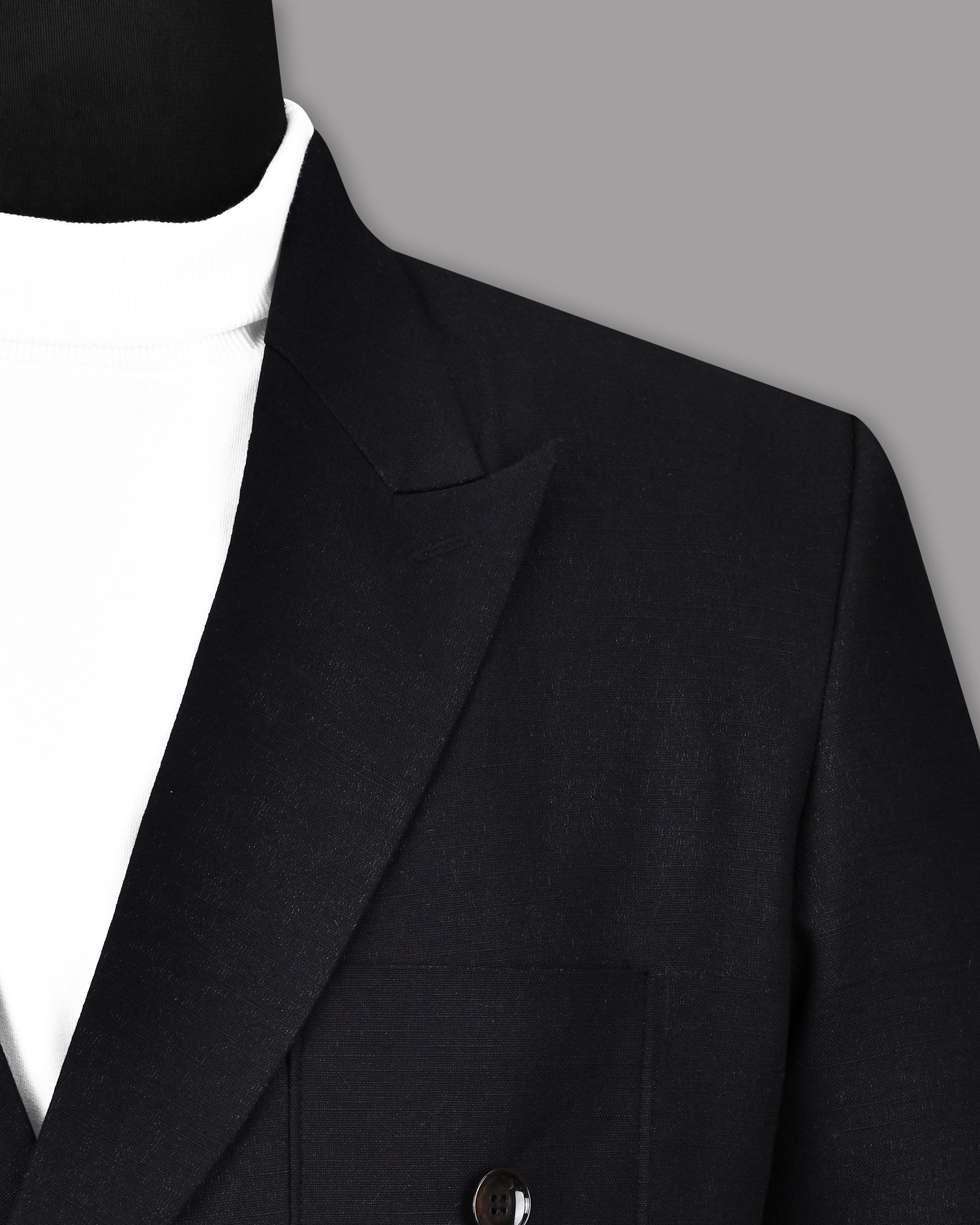Jade Black Luxurious Linen Double-Breasted Sports Blazer